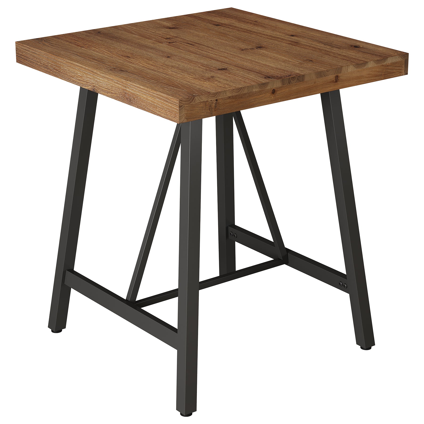 Tribesigns 31.5-Inch Square Bar Table with Solid Wood Top and Metal Footrest, Industrial Pub Table for Home Bar Kitchen and Cafe