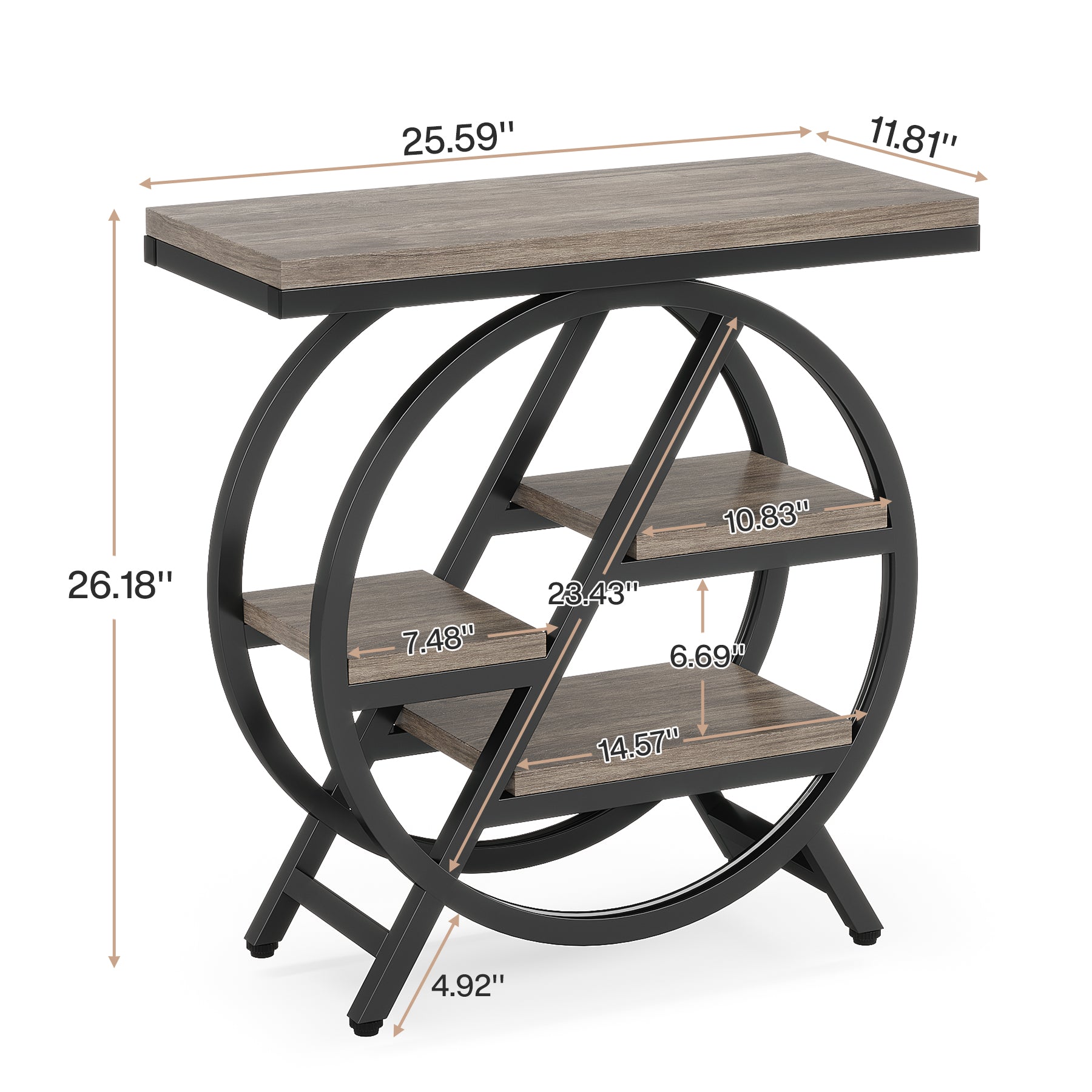 4-Tier End Table, Small Side Table Snack Table with Storage Shelves