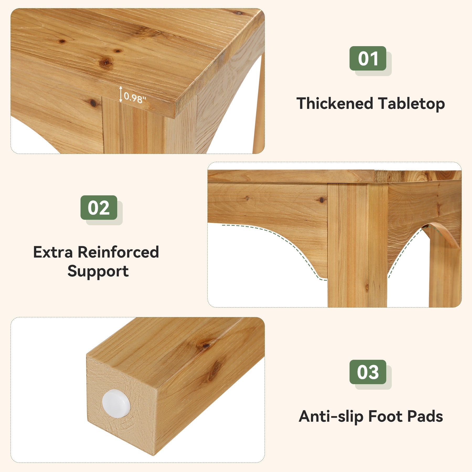 78.7-Inch Solid Wood Dining Table for 6-8, Extra-Long Farmhouse Table for Kitchen