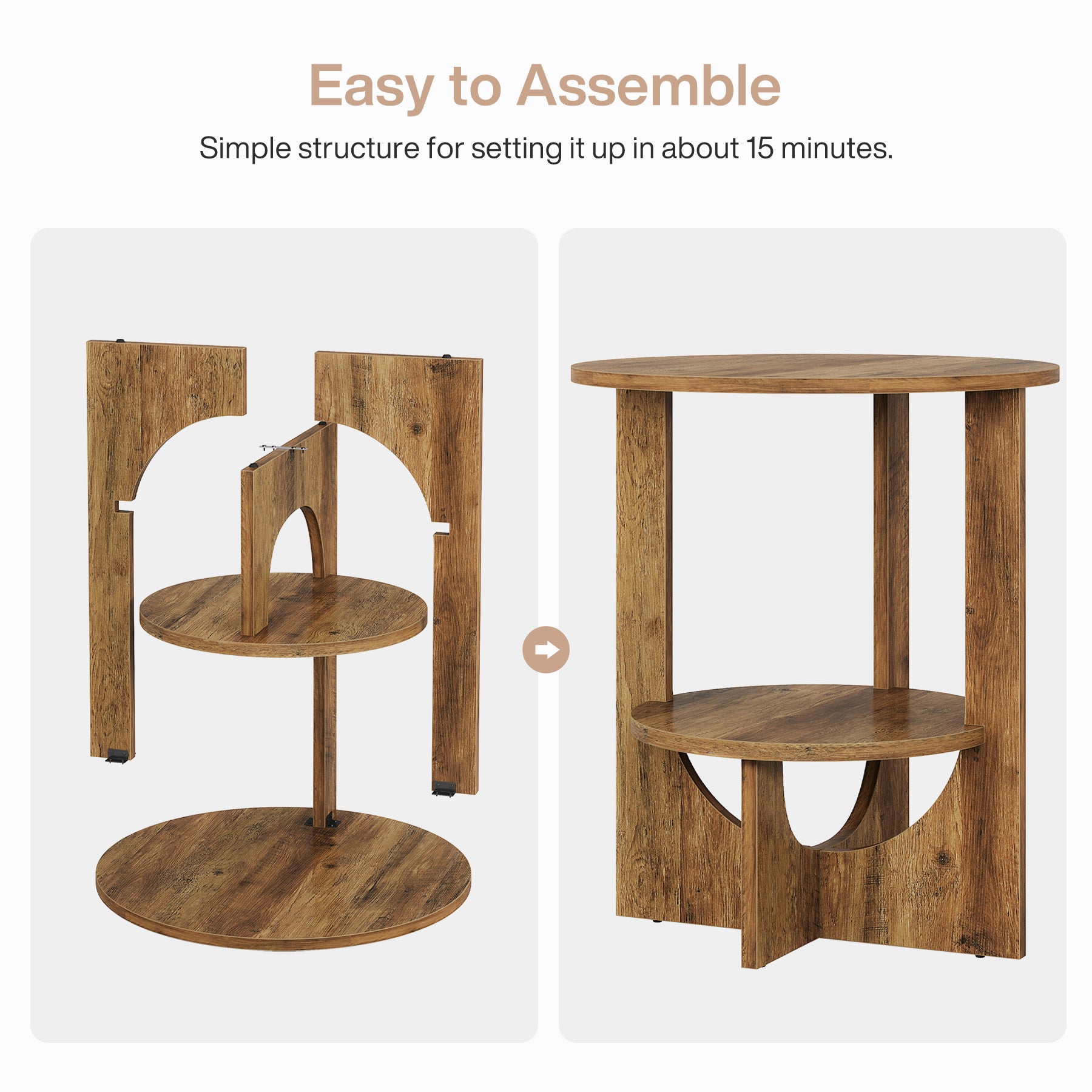 Tribesigns 19.68-Inch Round End Table with Storage, 2-Tier Tall Side Table for Living Room and Bedroom