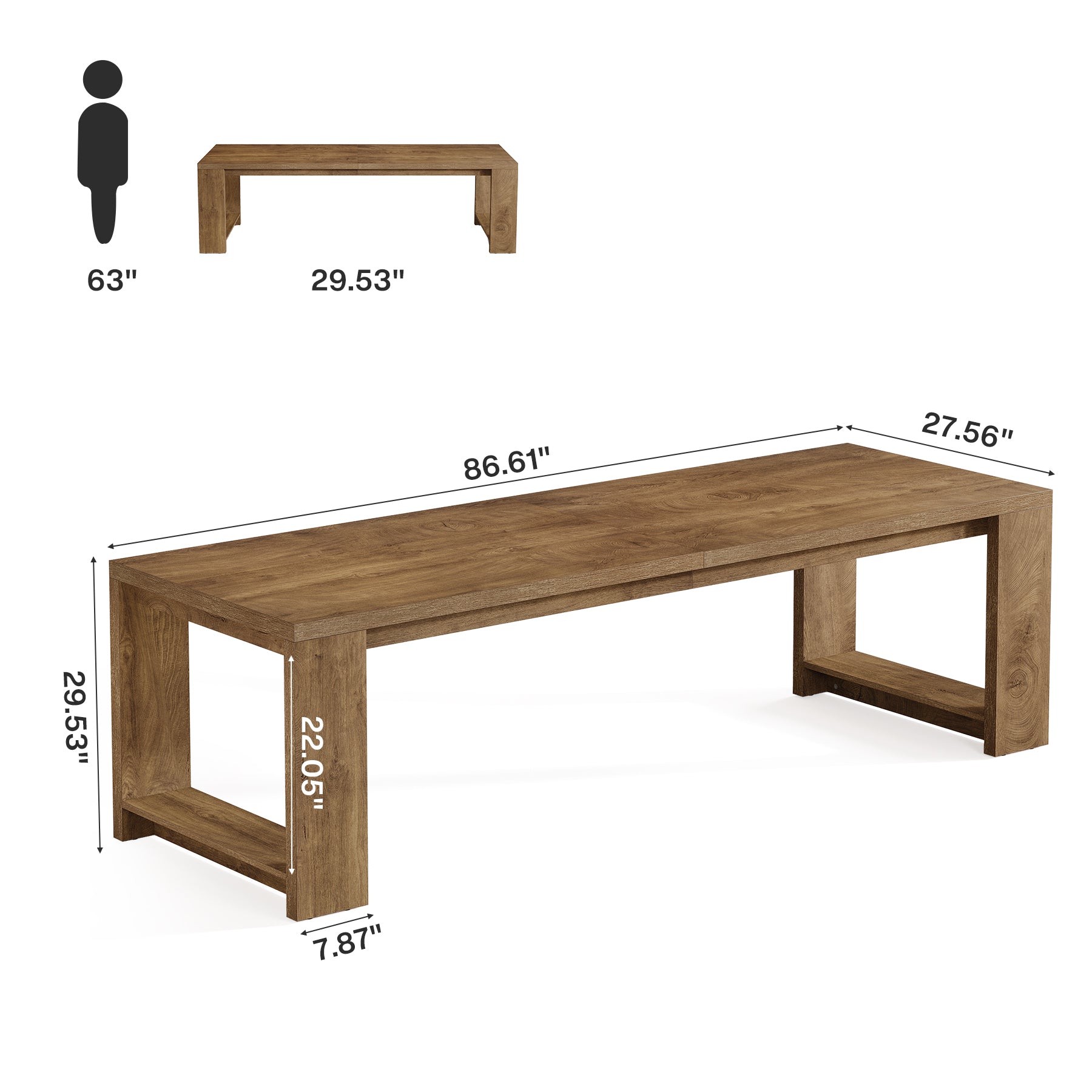 Tribesigns 86.6-Inch Dining Table for 6 with Reinforced Base, Long Farmhouse Table for Kitchen