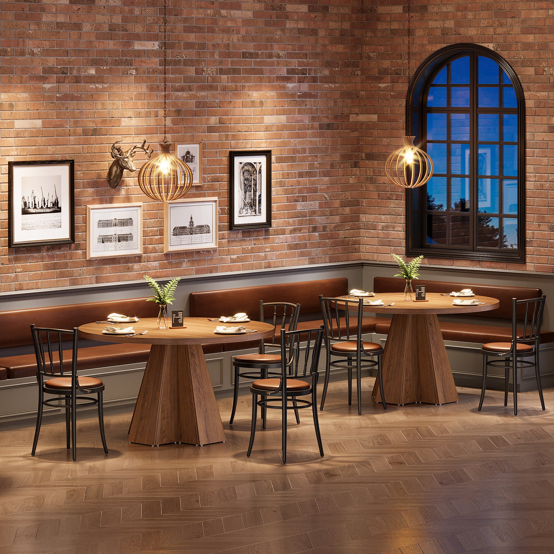 Tribesigns 47-Inch Round Dining Table, Sturdy Base with Thickened Top for Kitchen and Dining Room