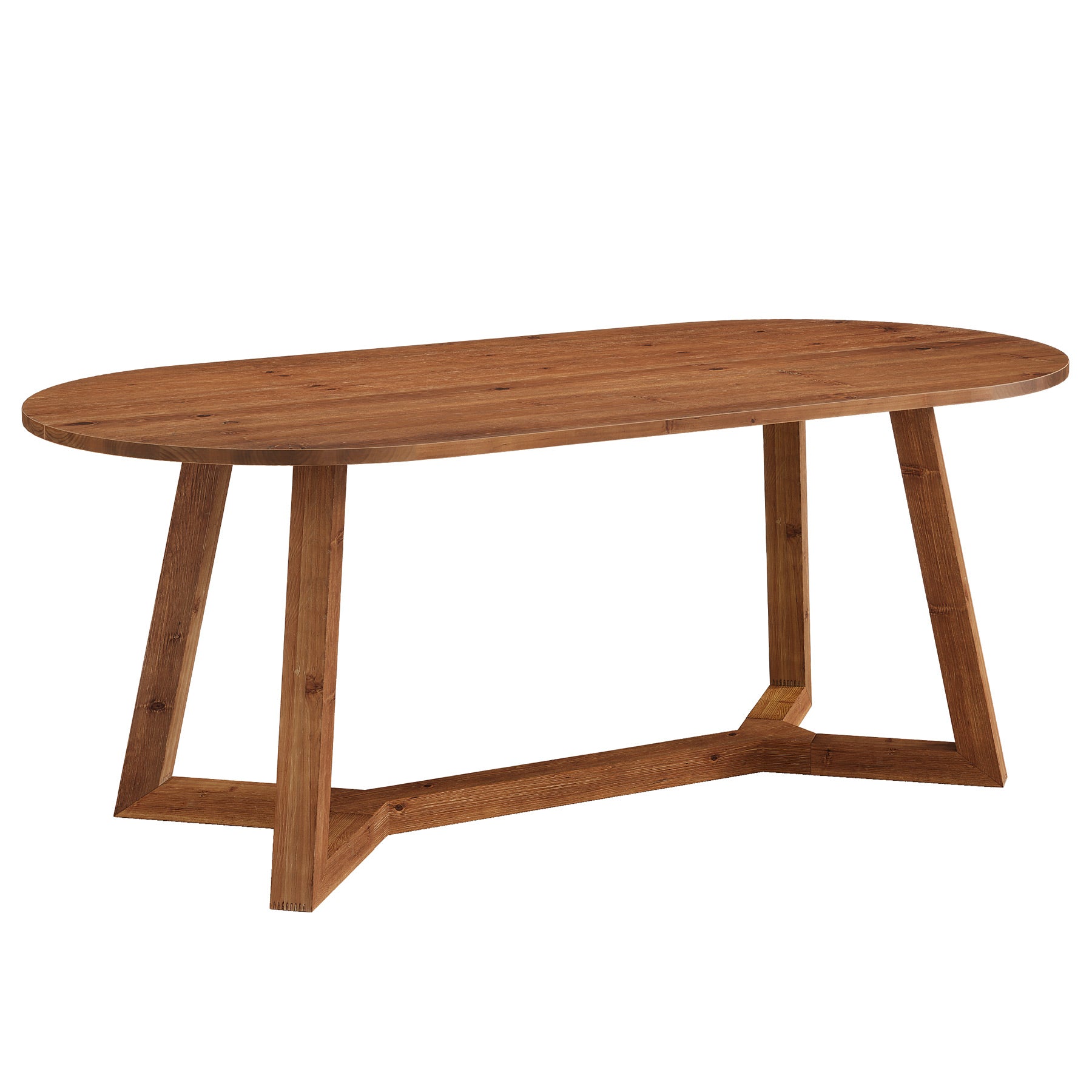 63" Solid Wood Office Desk, Oval Executive Desk with Tapered Legs