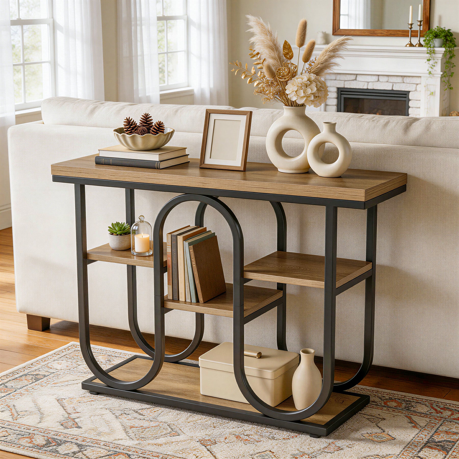 Tribesigns 39.4" Console Table, 4-Tier Industrial Sofa Table for Entryway