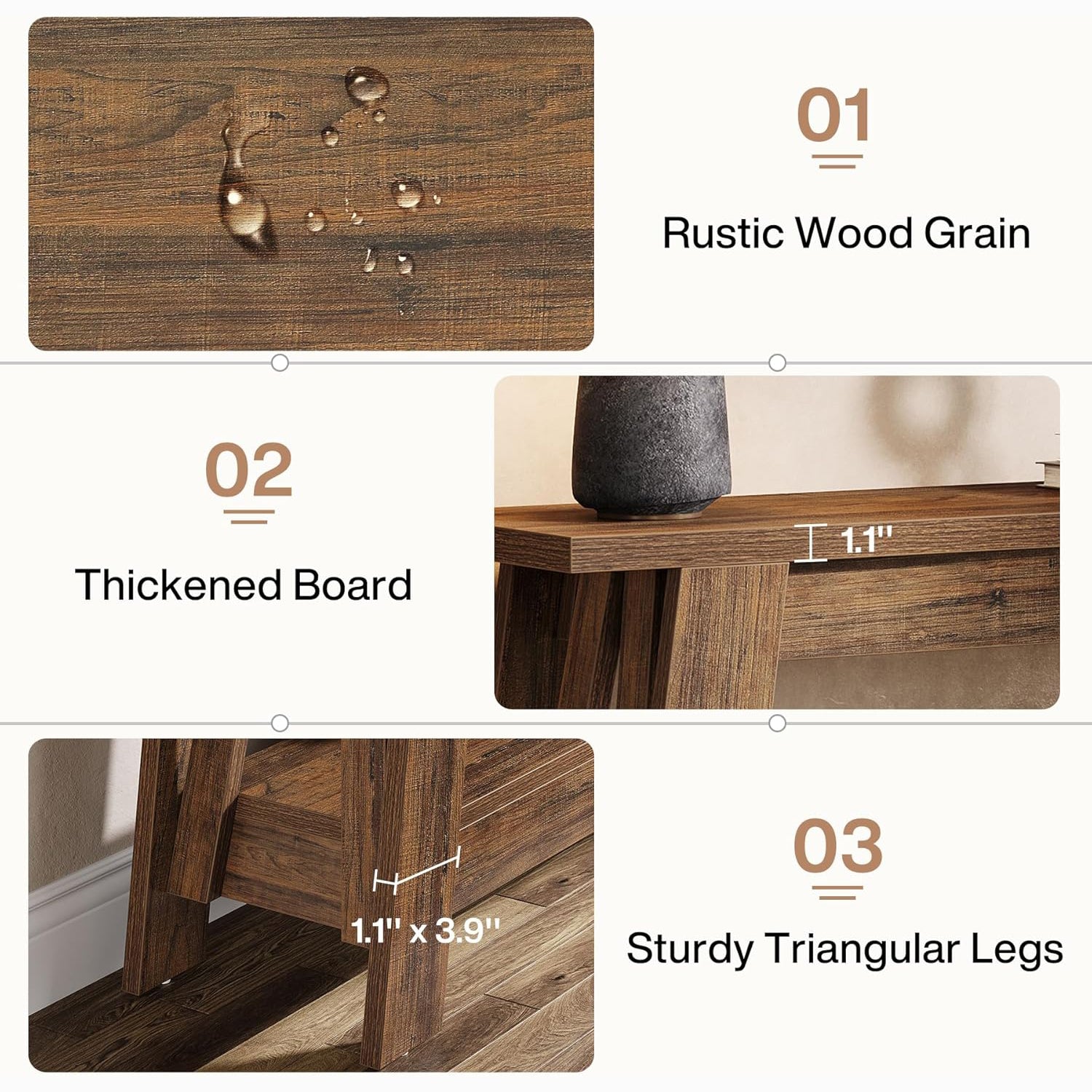 41.3" Rustic Farmhouse Console Table - 2-Tier Narrow Entryway Table with Storage