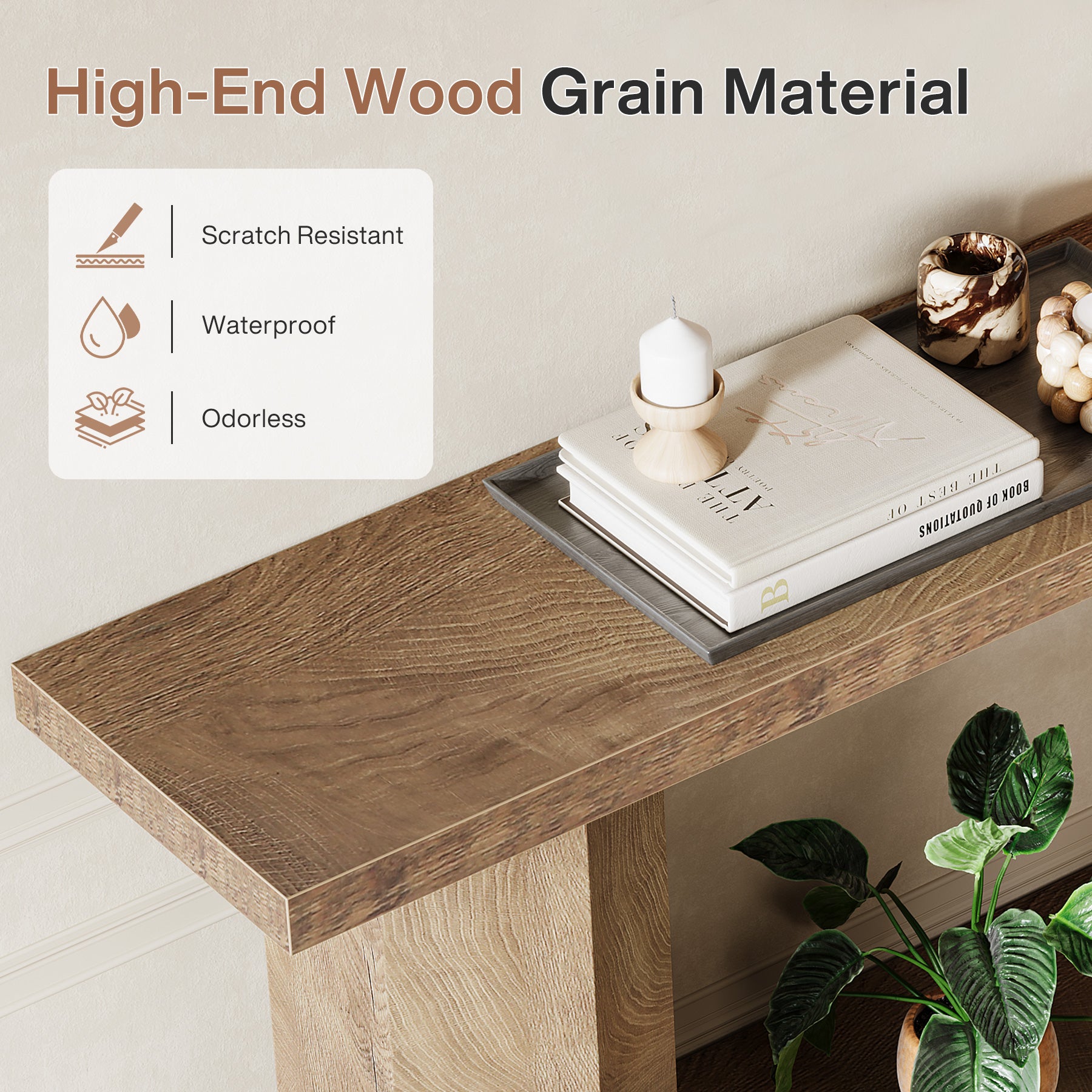70.87-Inch Wooden Console Table for Entryway, Long Sofa Table Behind Couch