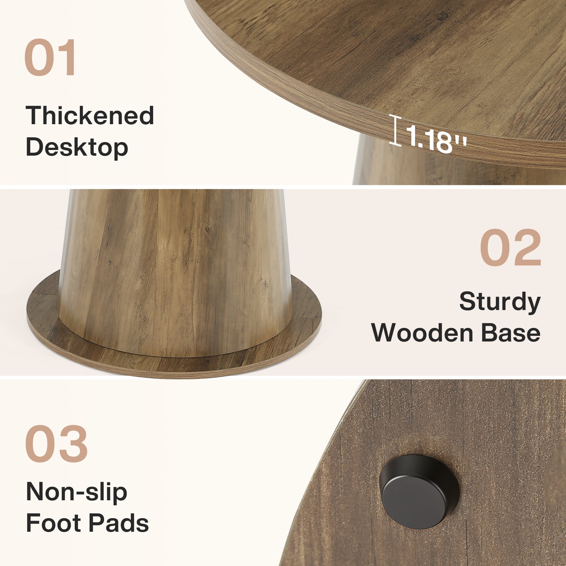 31.5-Inch Small Round Dining Table with Pedestal Base, Mid-Century Kitchen Table for 2 to 4 People