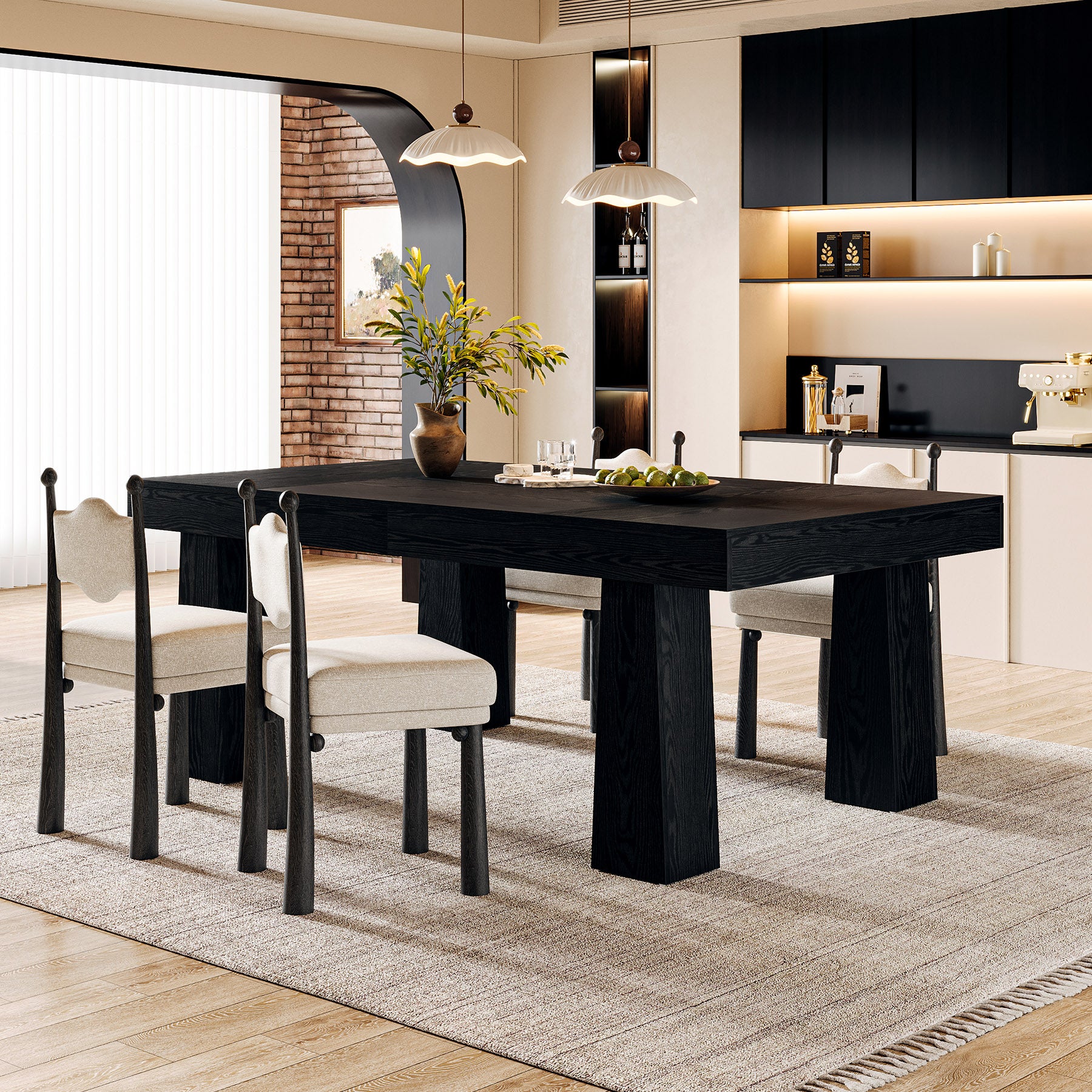 Tribesigns 63" Dining Table, Rectangular Kitchen Table for Dining Room