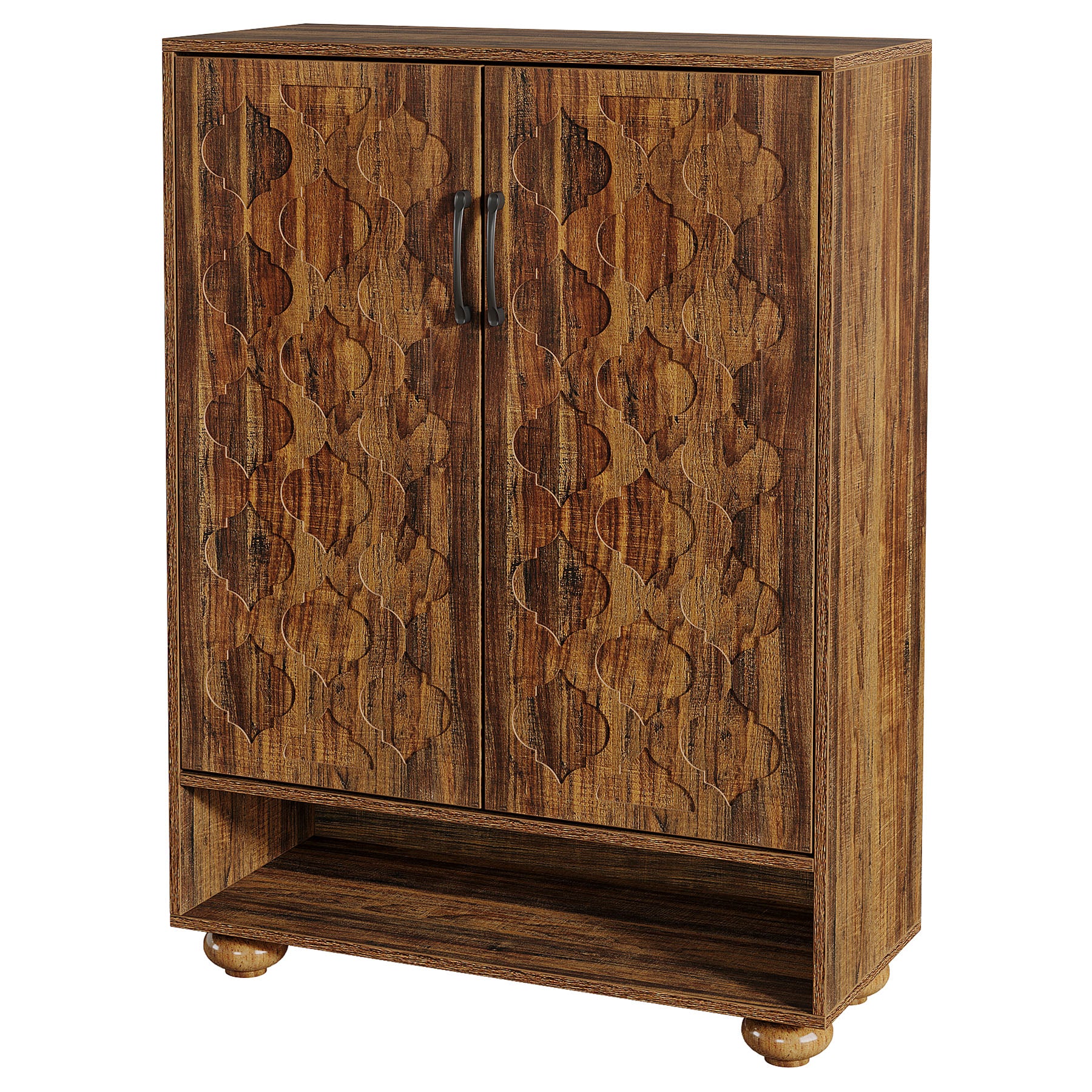 Tribesigns 31.5-Inch Solid Wood Shoe Cabinet for Entryway, Farmhouse Tall Shoe Storage Cabinet with Doors and Adjustable Shelves for Hallway