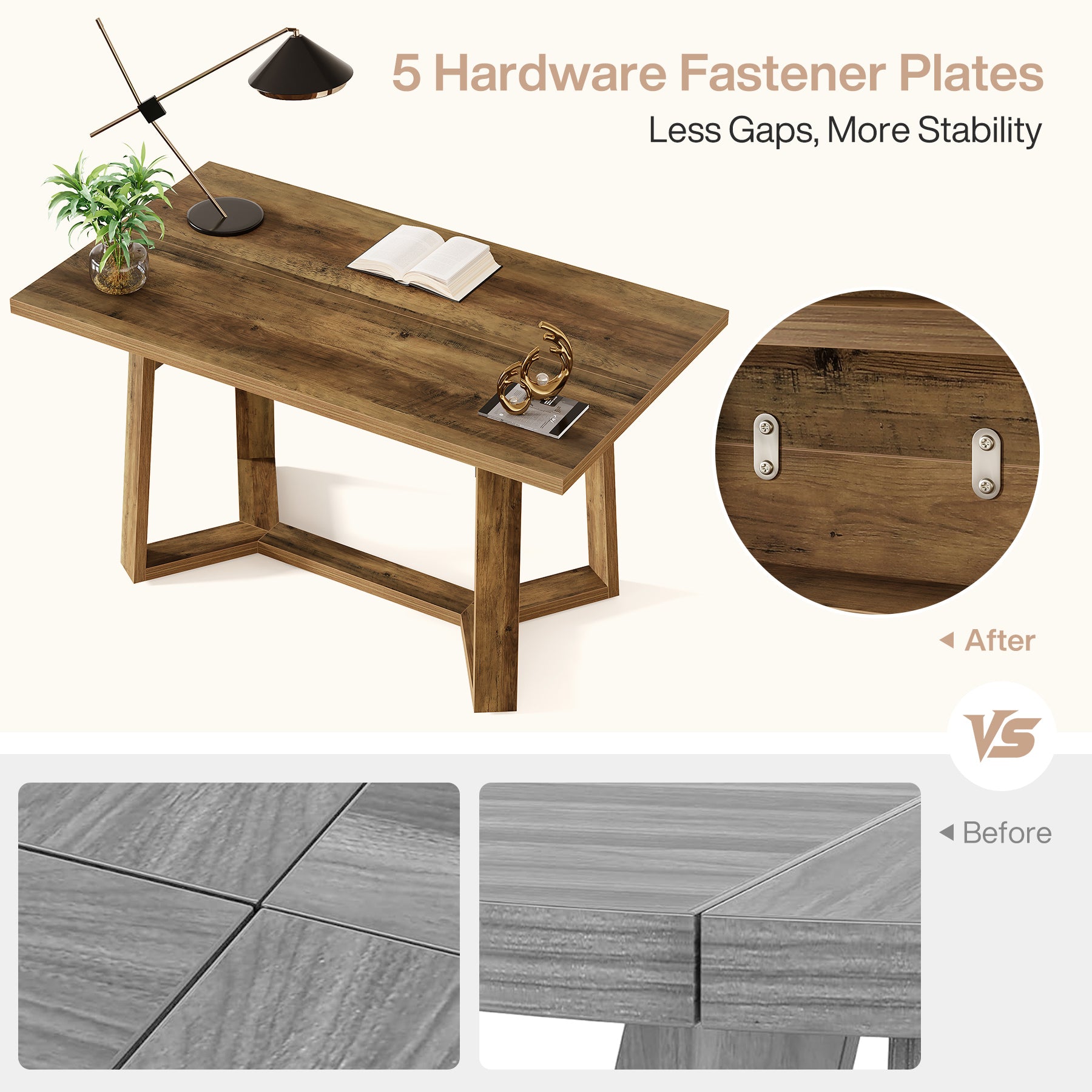 Tribesigns 47-Inch Home Office Desk with Reinforced Frame, Rustic Computer Table for Office