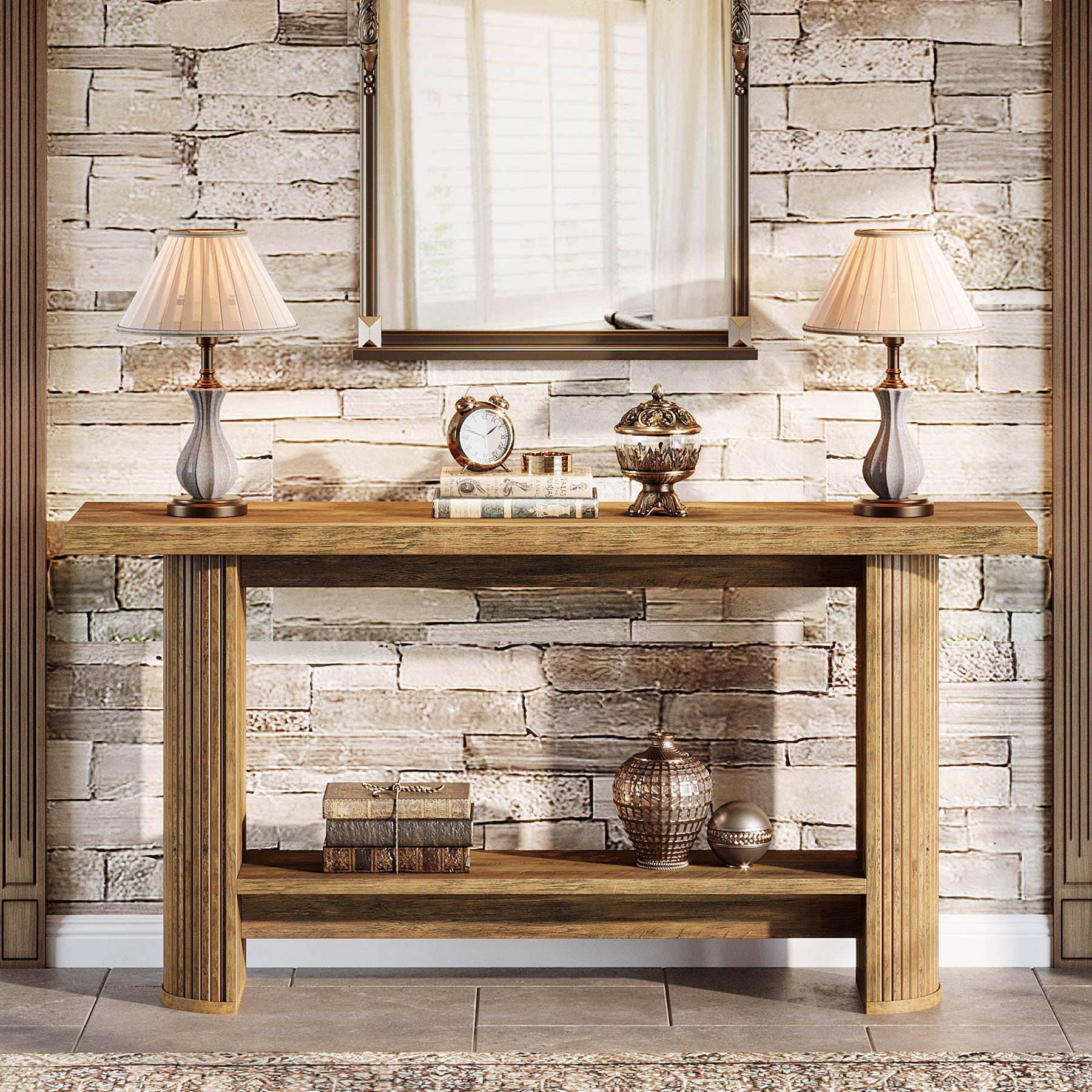 Sleek 55-Inch Console Table, Modern Entrance Table Behind Sofa