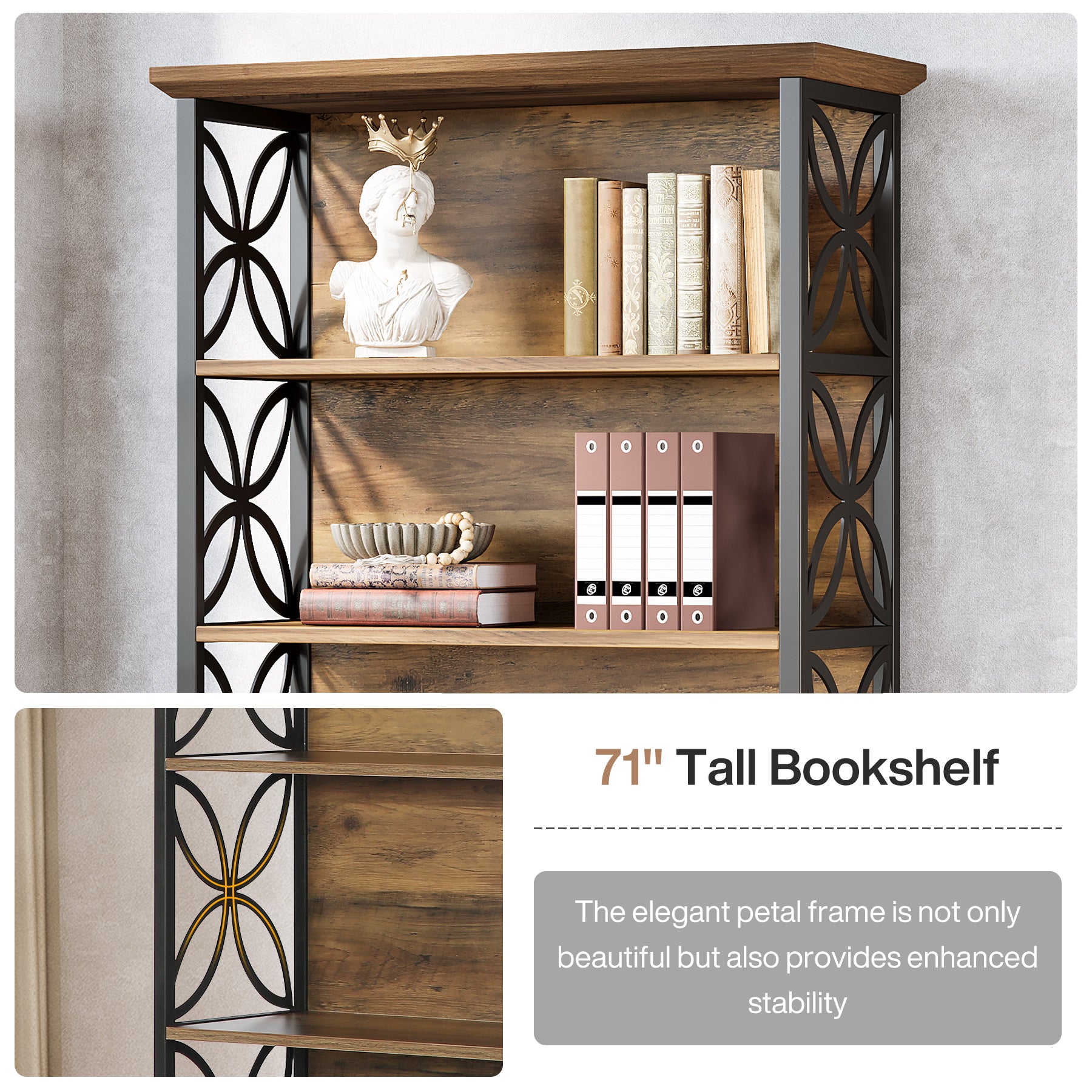 Tribesigns 71-Inch Tall Bookshelf, Open Storage Bookcase for Office