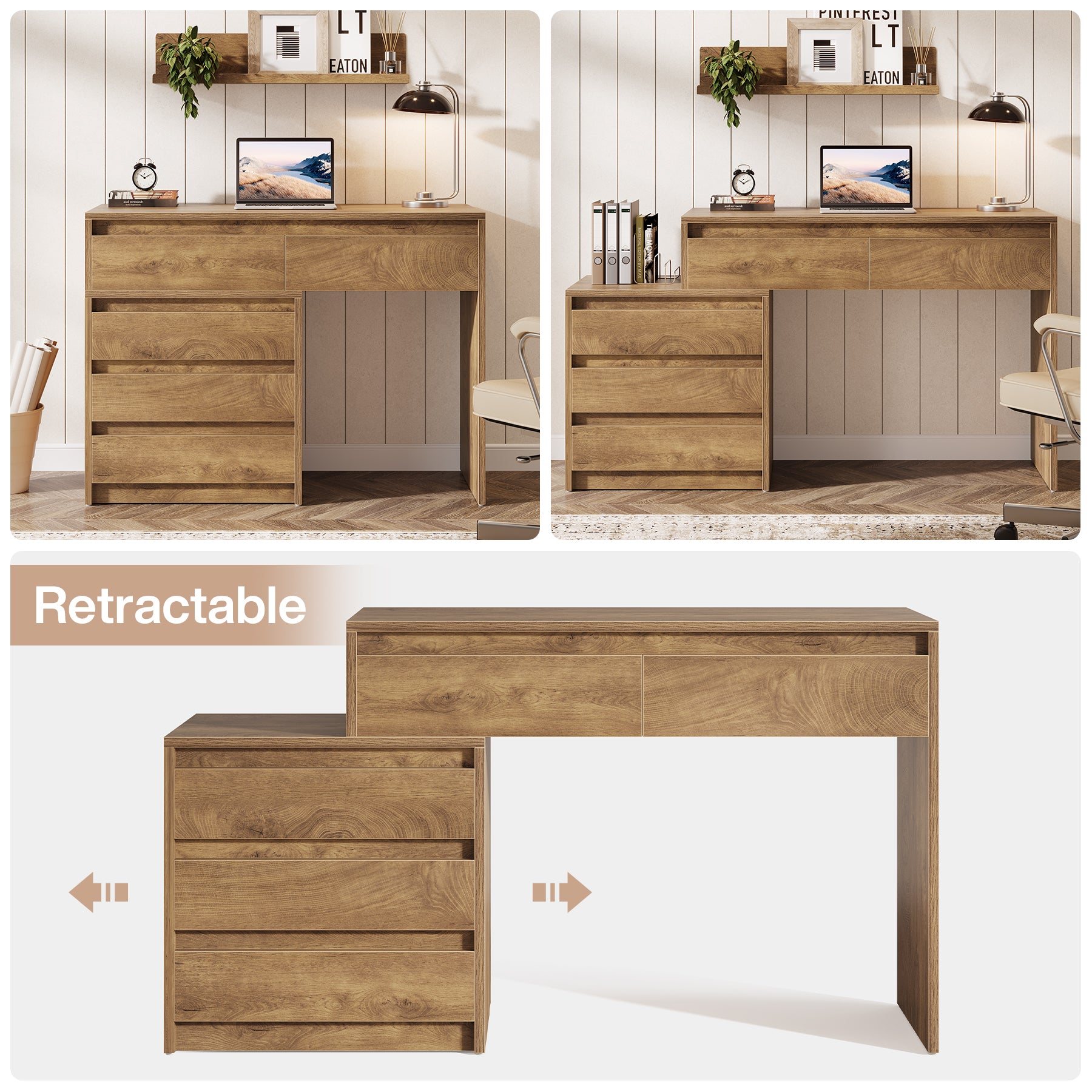 63-Inch Makeup Vanity Desk with 5 Drawers, Modern Dressing Table with Cabinet