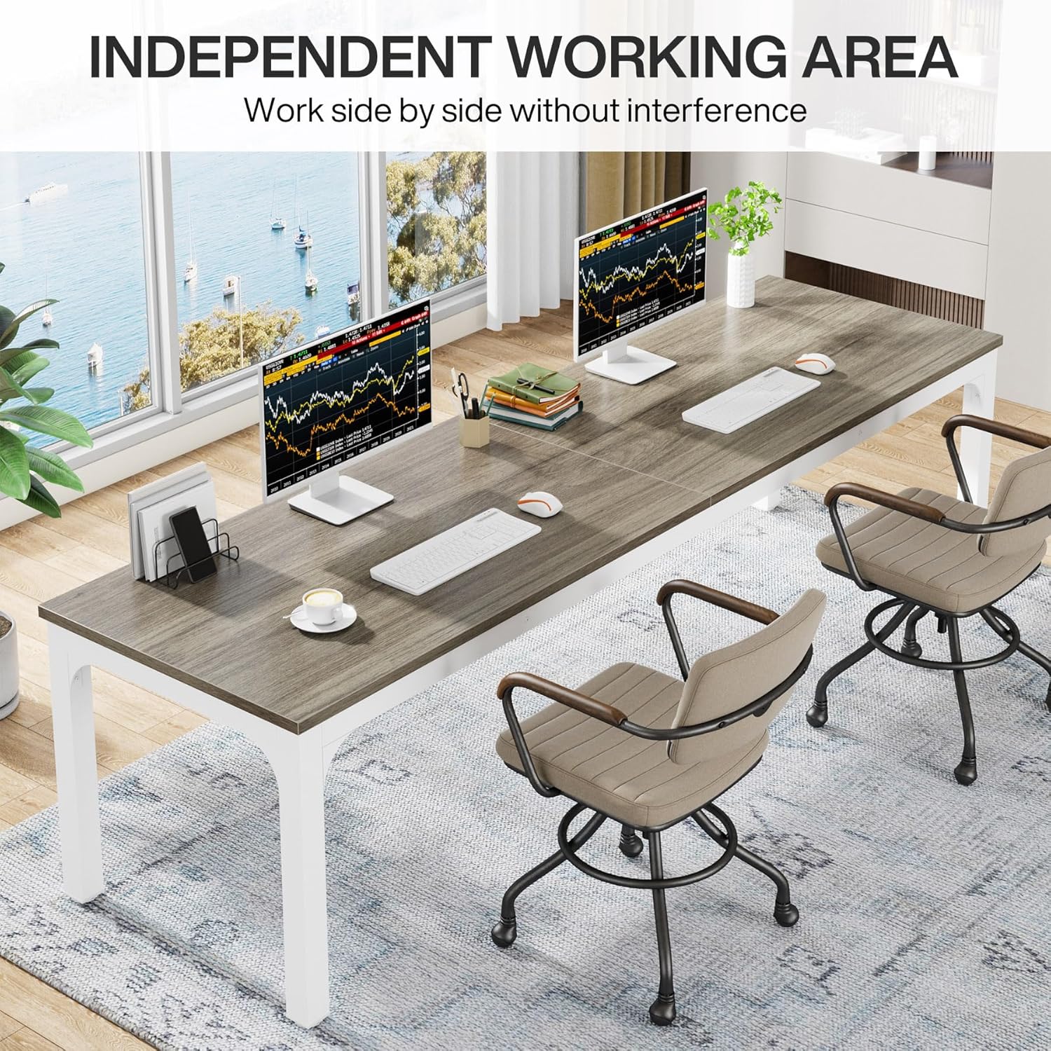 Rectangle Executive Desk, 78.7" Computer Desk 6FT Conference Table