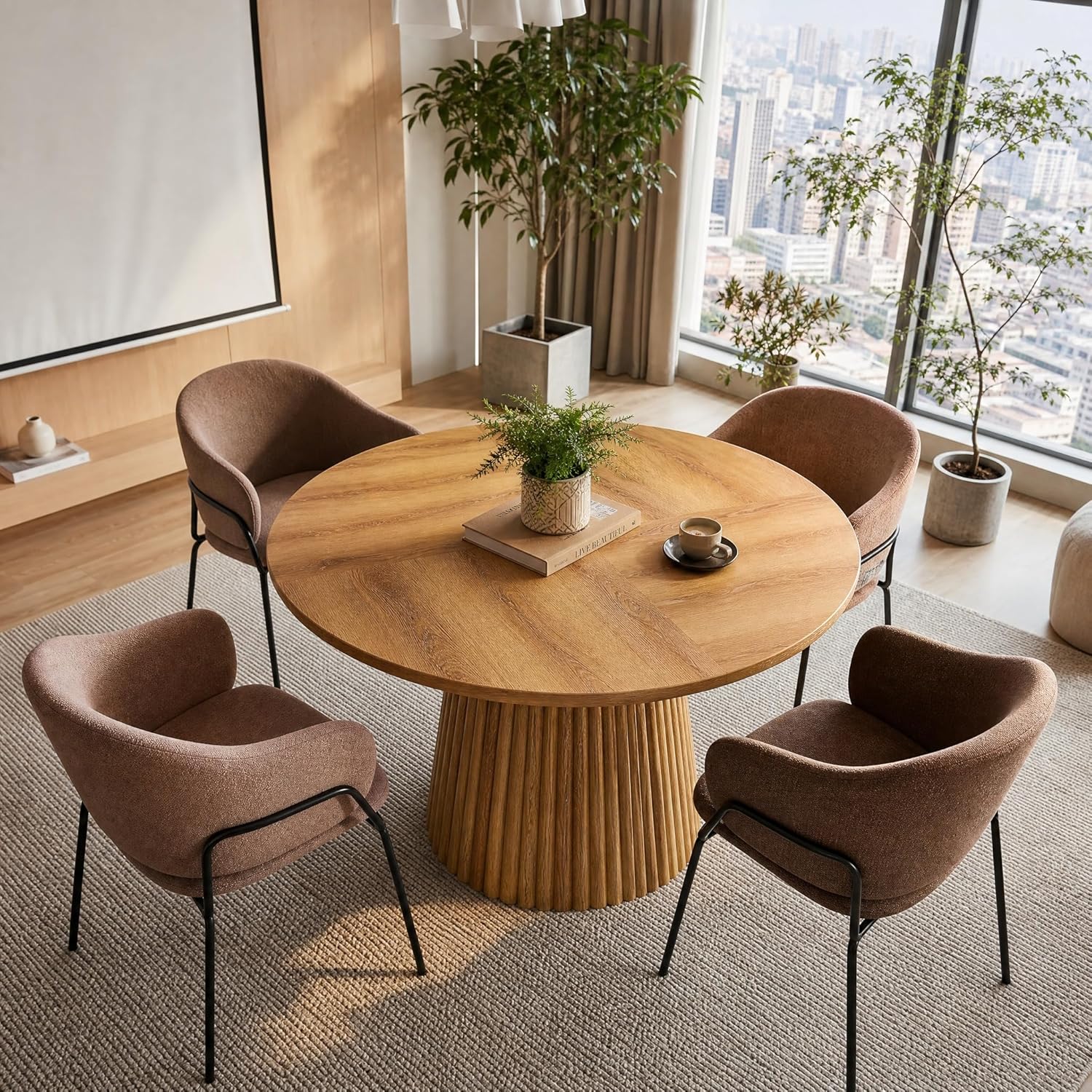 Tribesigns 47-Inch Round Conference Table, Thickened Top with Sturdy Pedestal for Office