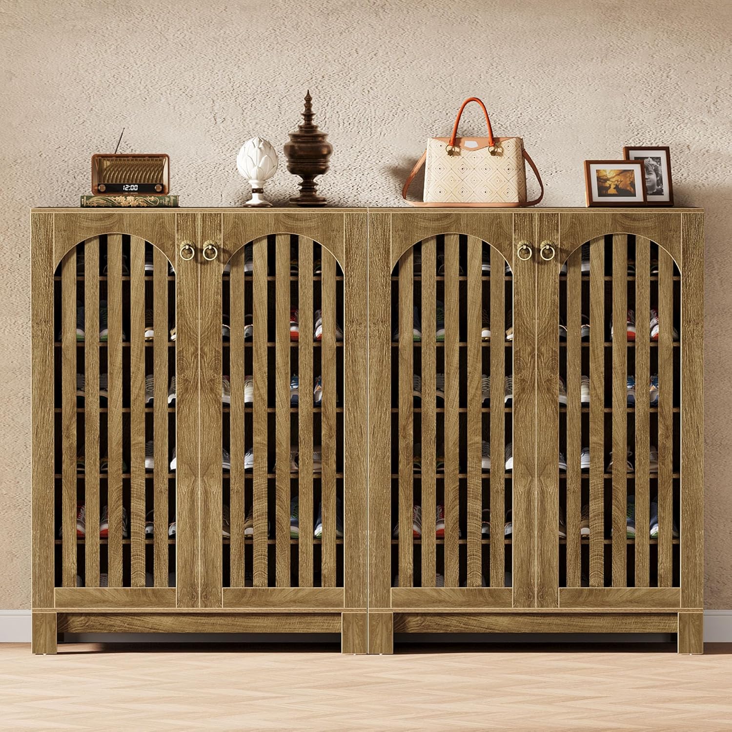 Tribesigns Shoe Cabinet with Airy Doors, 6-Tier Entryway Shoe Storage Rack Organizer with Adjustable Shelves for Living Room