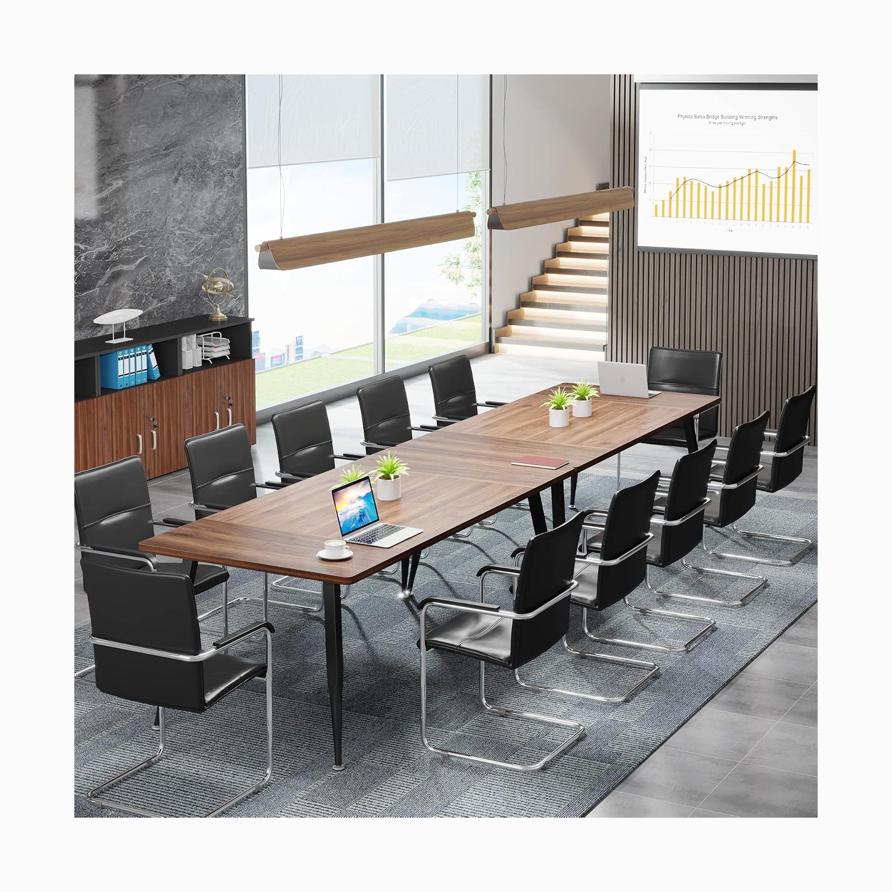 Modern Industrial 6FT Conference Table - Rectangular Meeting Room Tables with Metal Legs