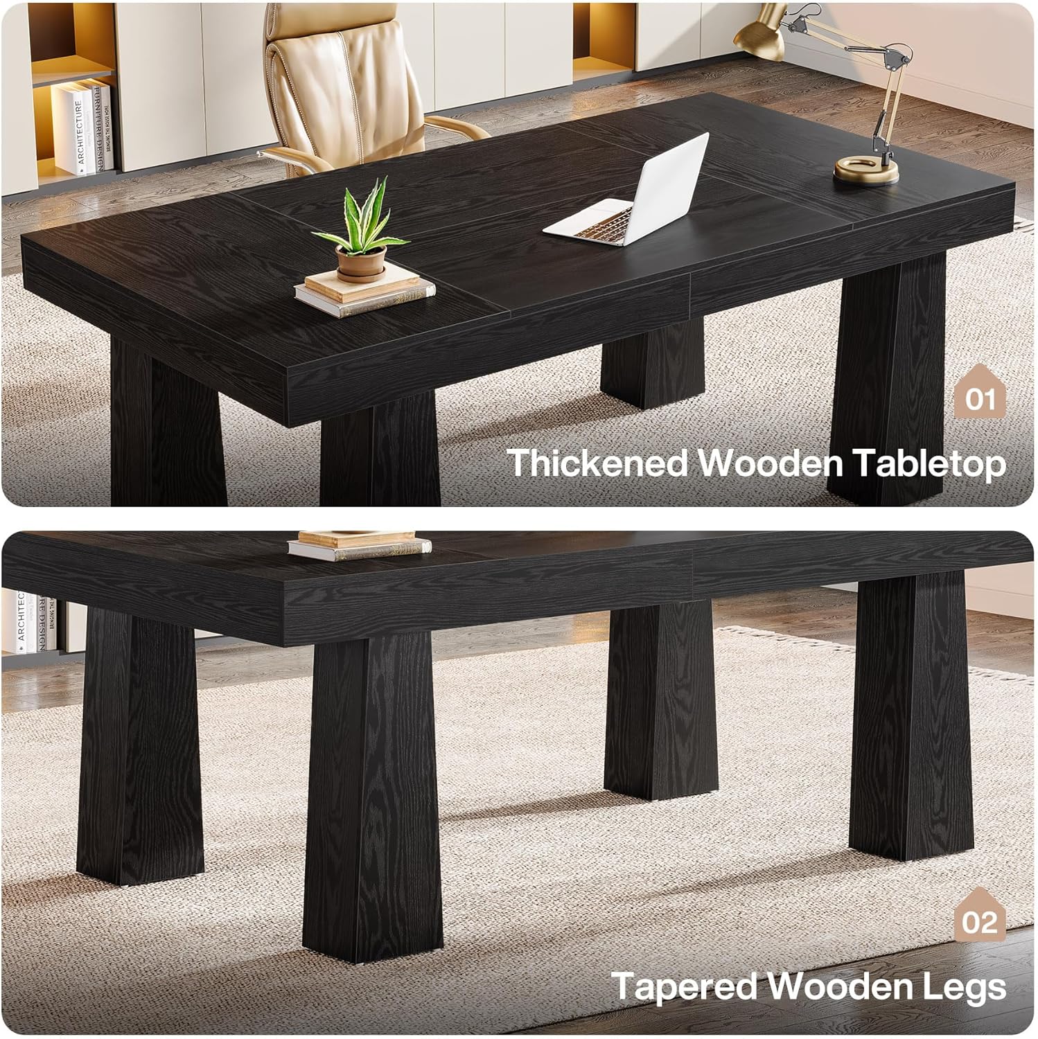 Tribesigns 63" Conference Table, Rectangular Meeting Table for Office