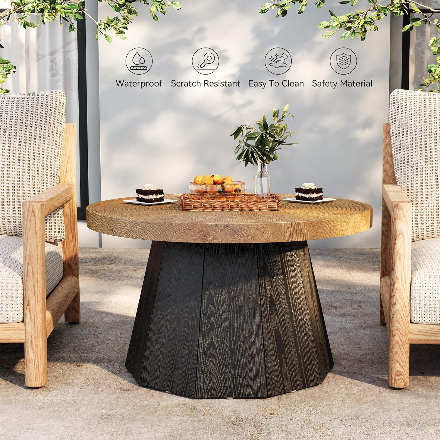 31.5" Round Farmhouse Coffee Table, Modern Center Table