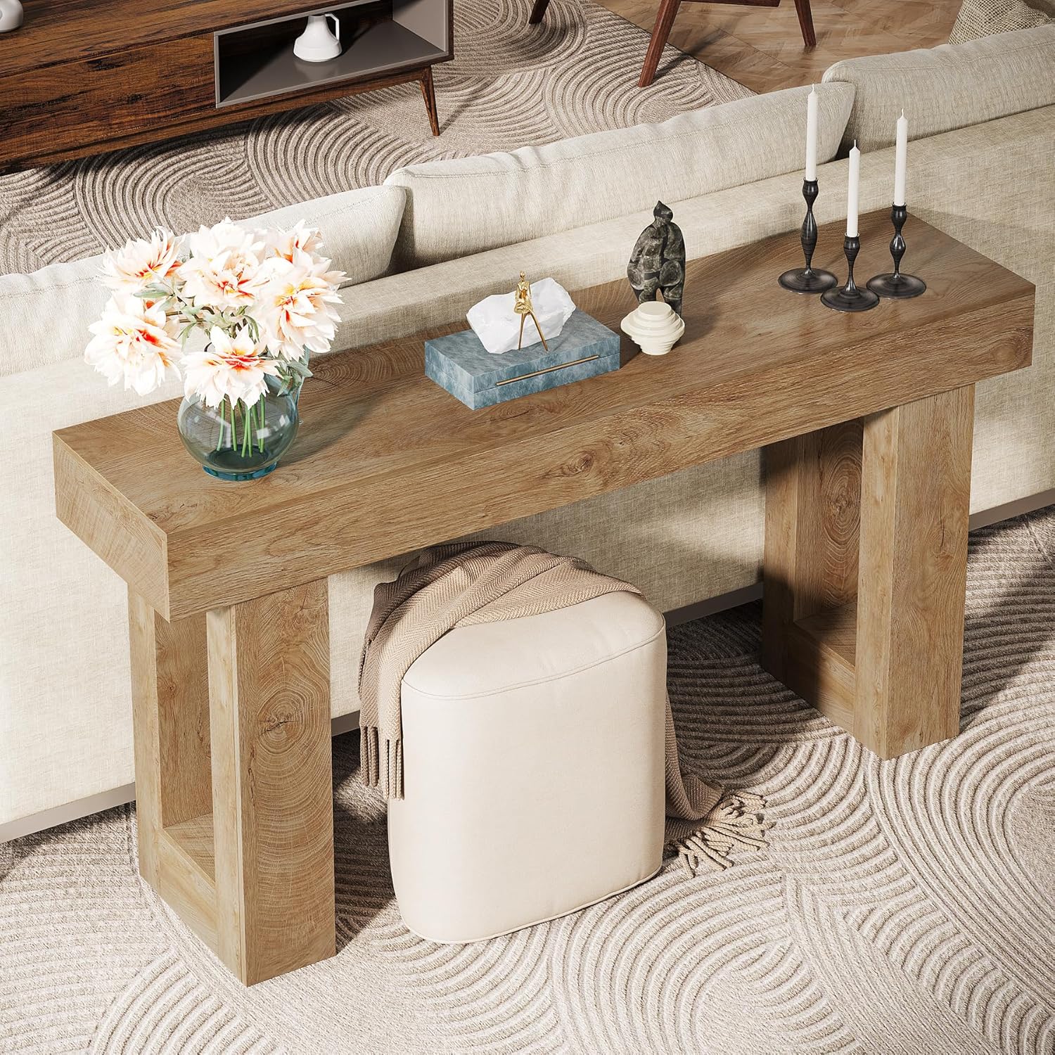 63" Farmhouse Console Table for Entryway and Living Room