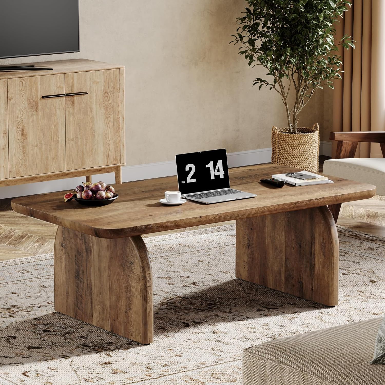 47 Inch Wood Rectangular Coffee Table, Living Room Table