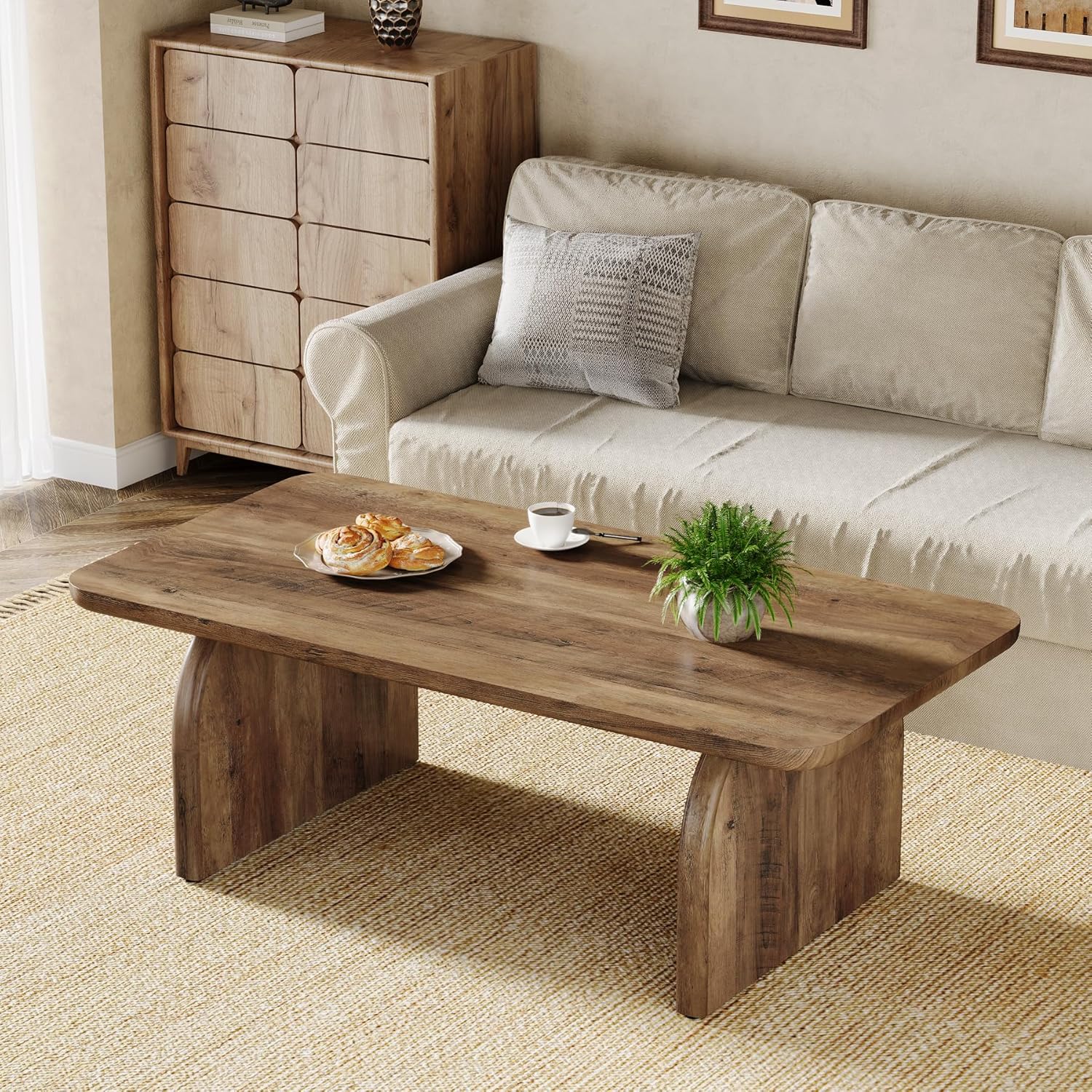 47 Inch Wood Rectangular Coffee Table, Living Room Table