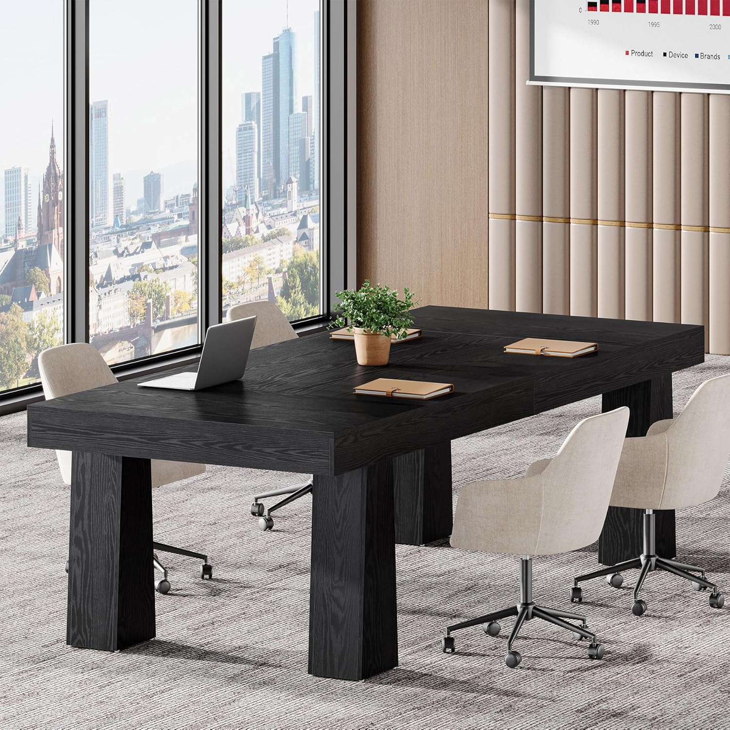 Tribesigns 63" Conference Table, Rectangular Meeting Table for Office