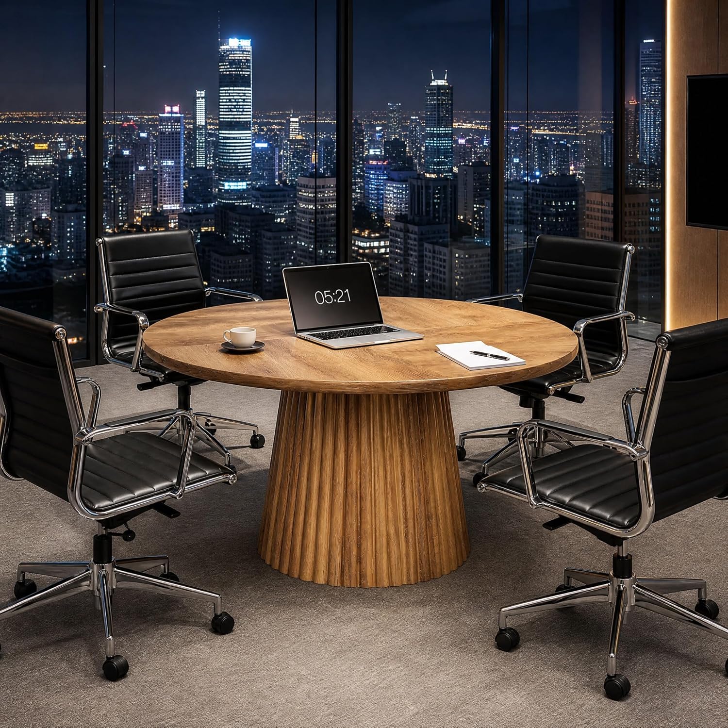 Tribesigns 47-Inch Round Conference Table, Thickened Top with Sturdy Pedestal for Office