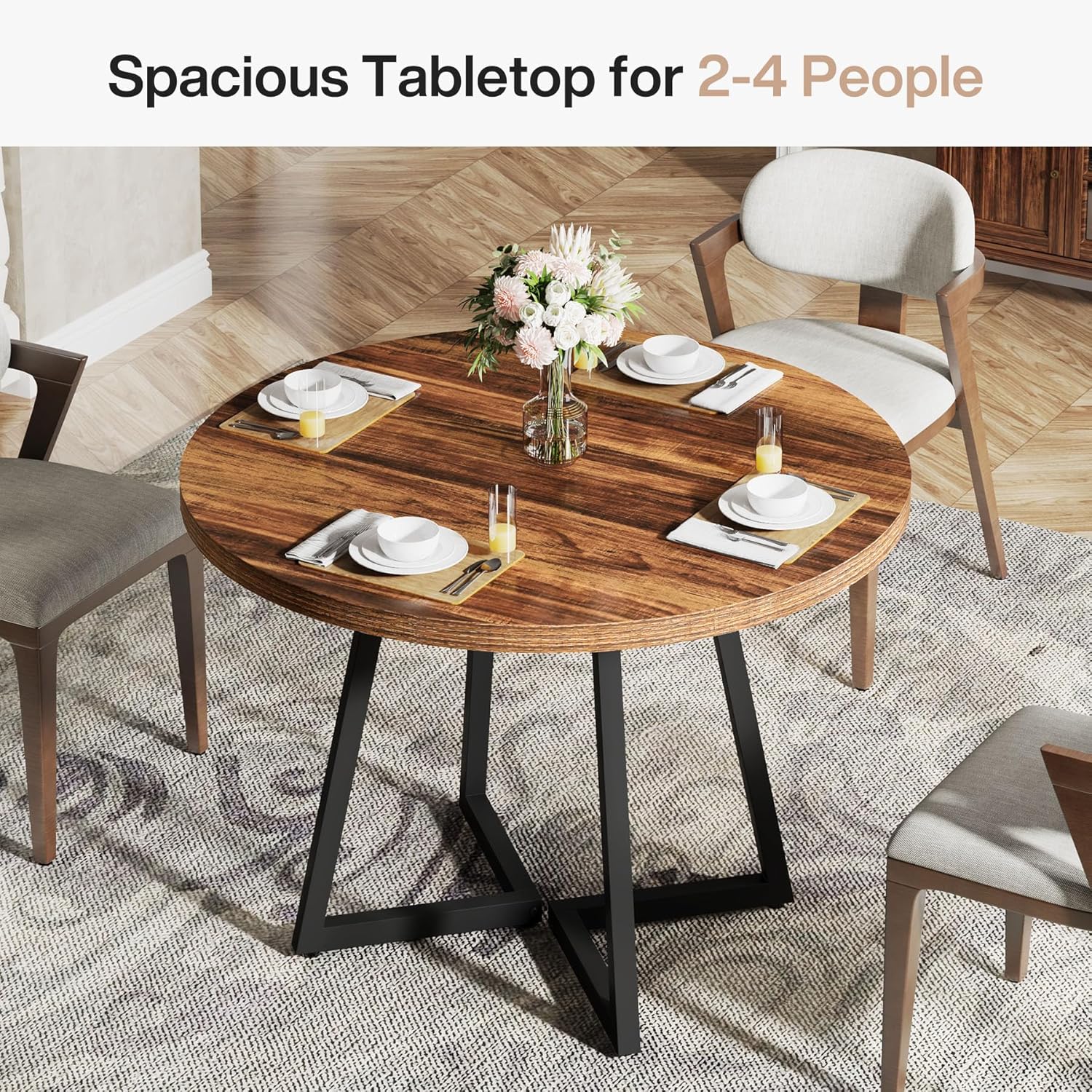 31.5" Industrial Round Dining Table Cafe-Style Table