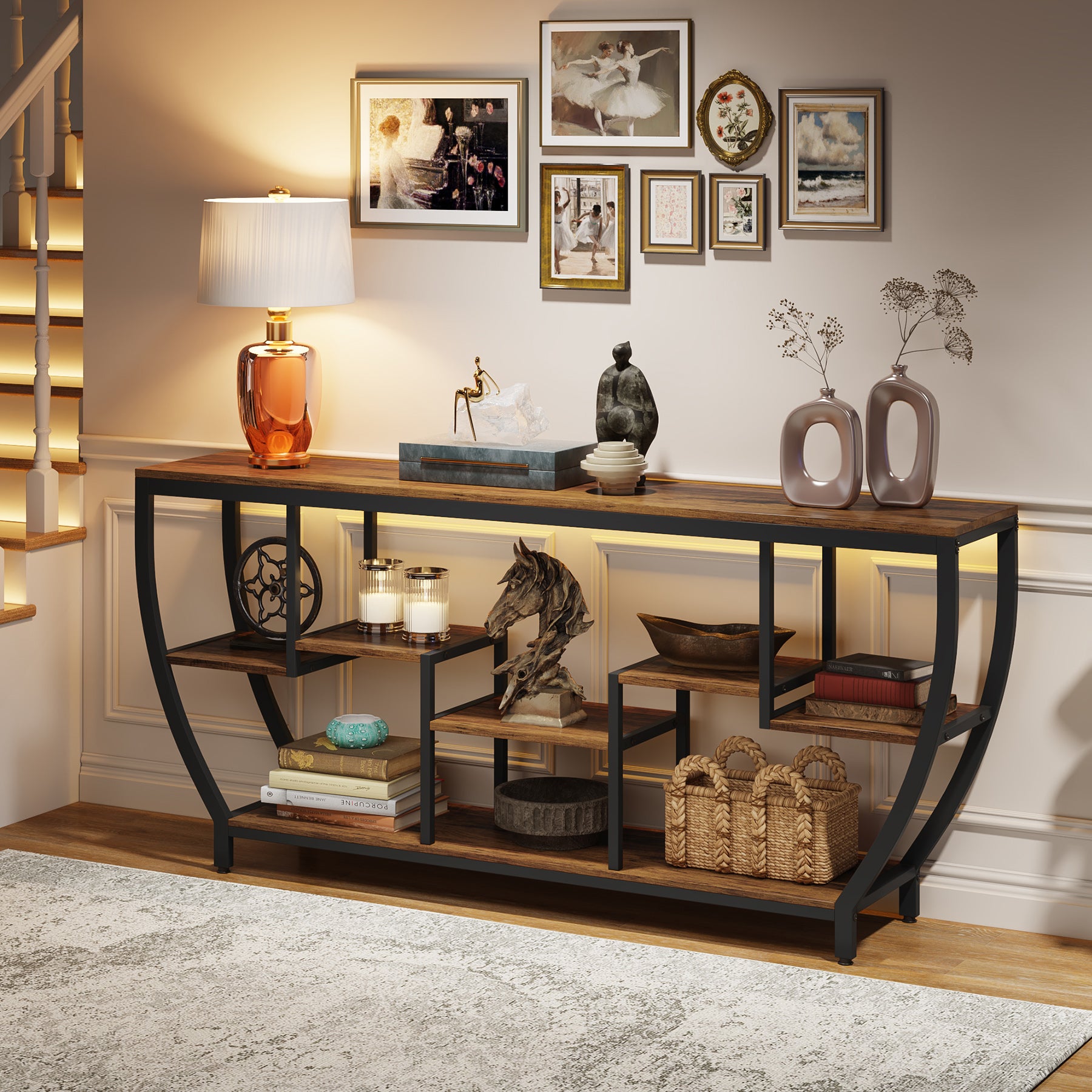 Tribesigns 70.9" Sofa Table with Shelves, Console Table for Living Room