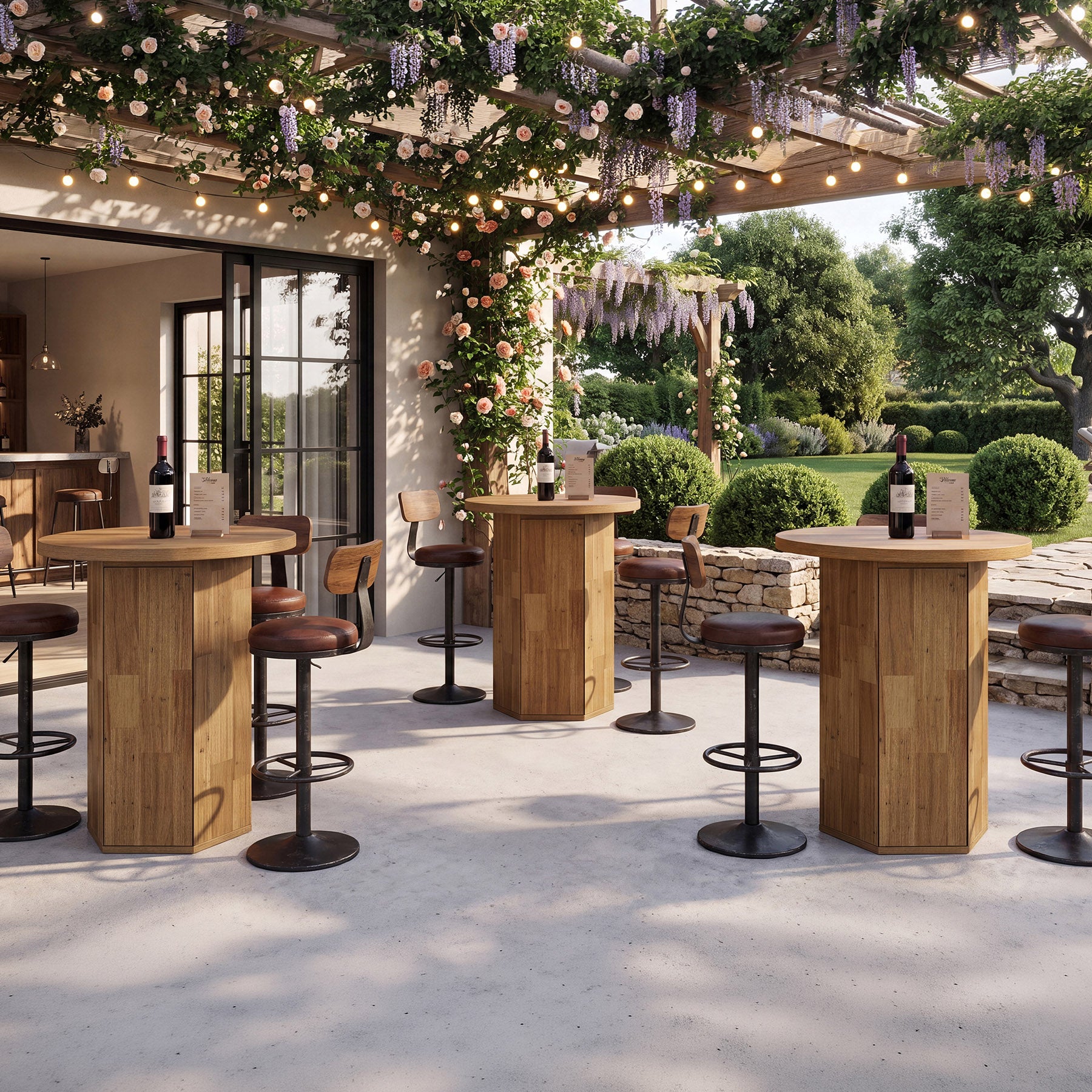 Tribesigns 31.5-Inch Round Bar Table, Wood Pub Table with 2-Tier Hidden Storage for Home Bar