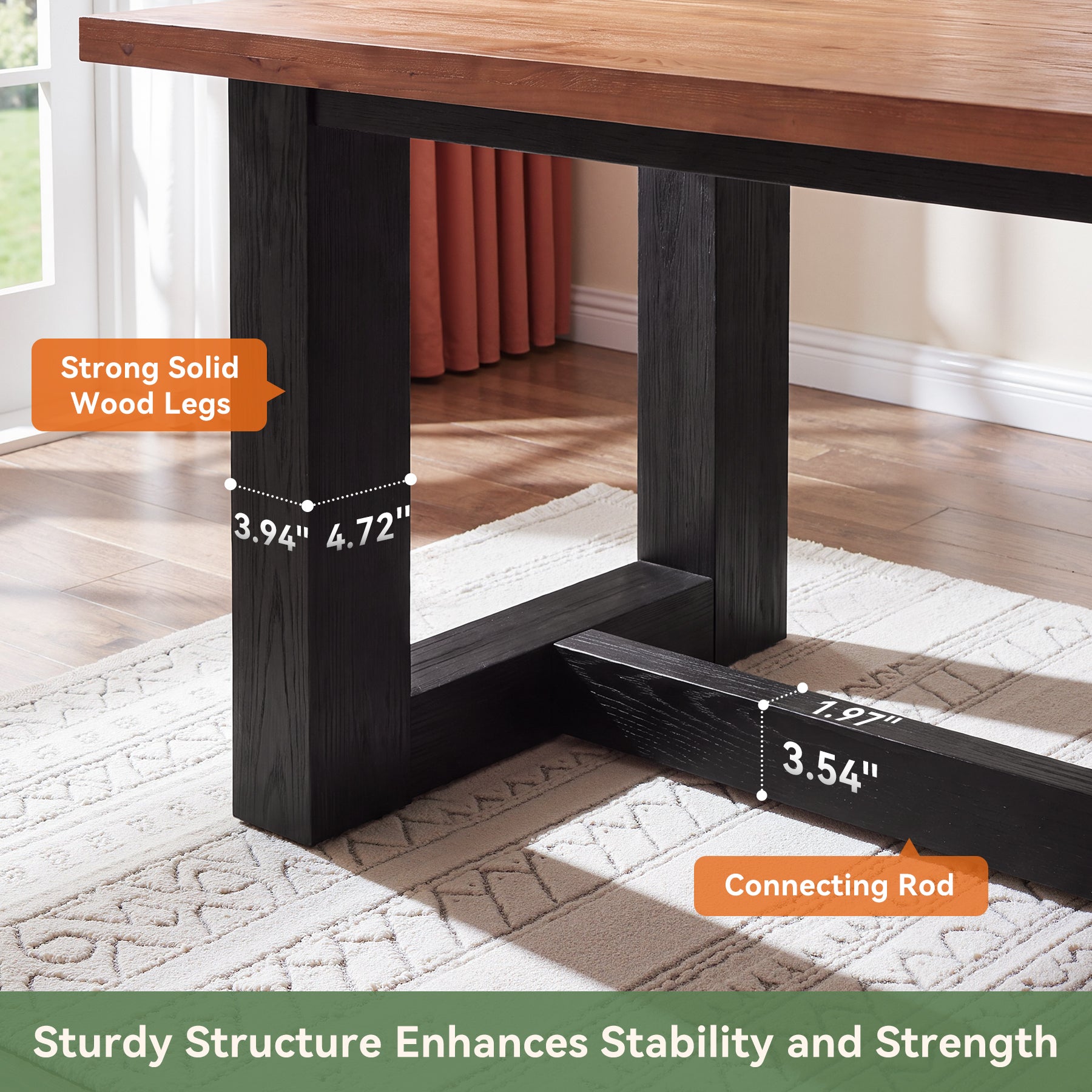Tribesigns 63 Inch Solid Wood Dining Table for 6, Farmhouse Kitchen Table with U-Shaped Legs