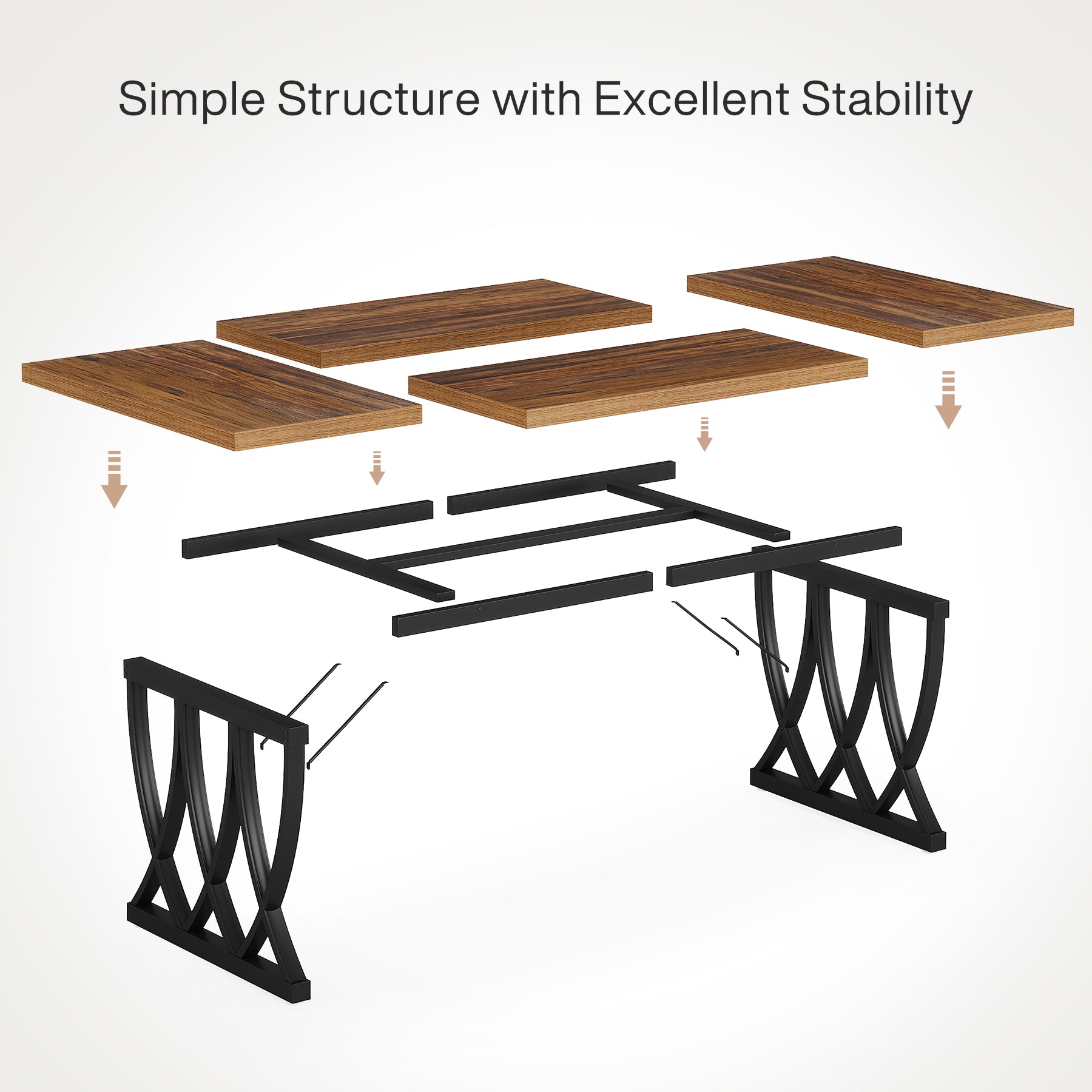 Tribesigns 70.86-Inch Dining Table for 6-8 People, Rectangular Kitchen Table with Heavy Duty Metal Frame for Dining Room and Kitchen