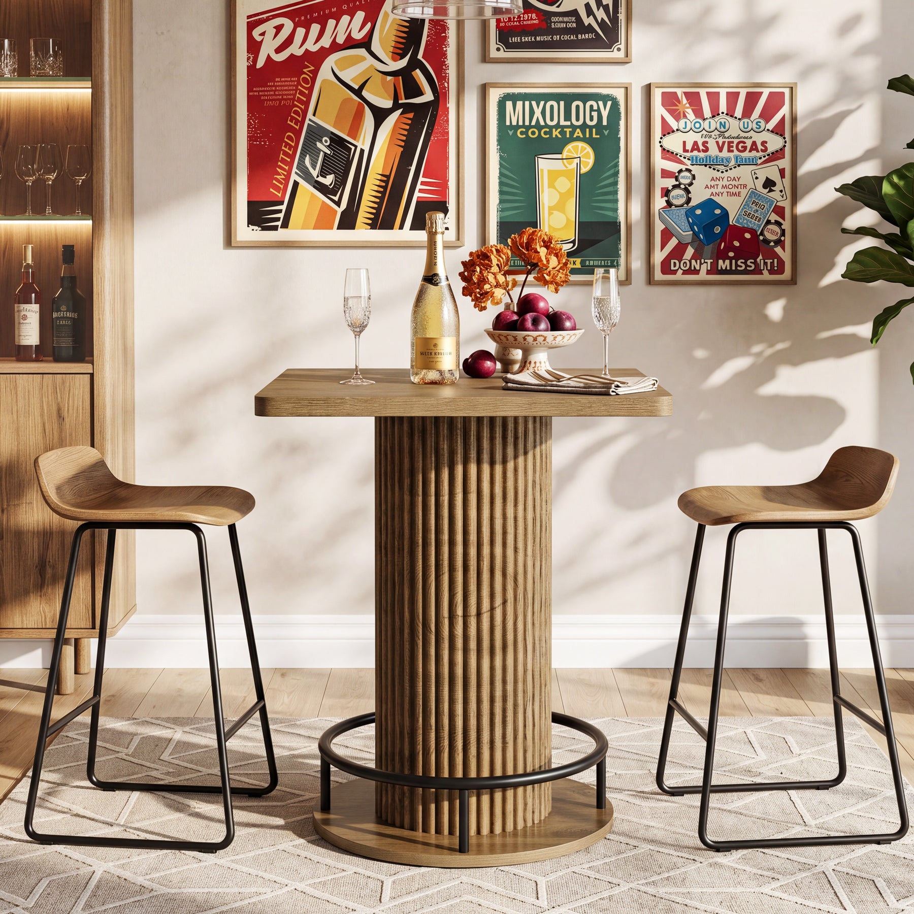 Tribesigns 39-Inch Square Bar Table, Wooden Bistro Table with Footrest for Kitchen and Cafe