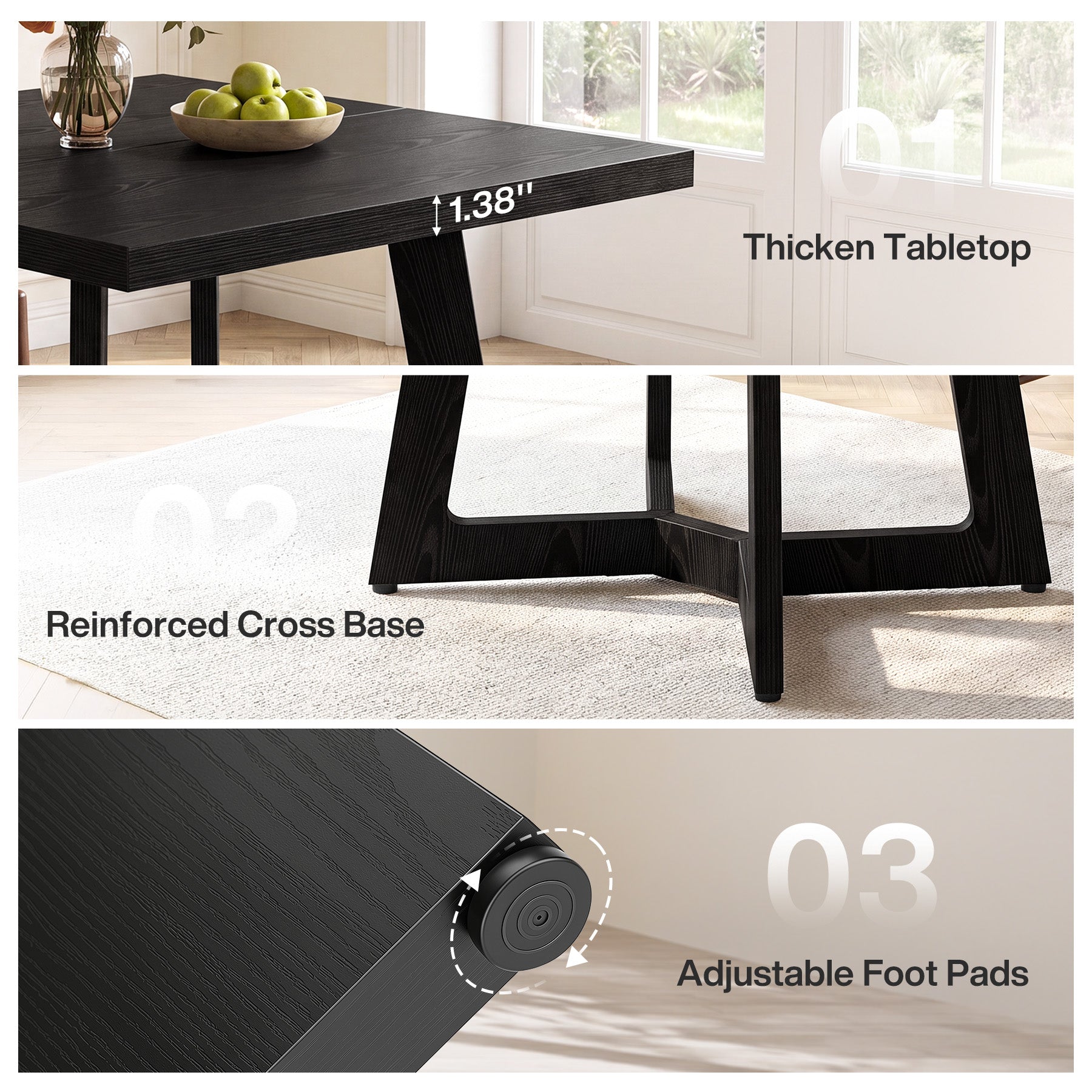 Tribesigns 39.37-Inch Square Conference Table for 2-4, Black Meeting Table with Stable Office Frame