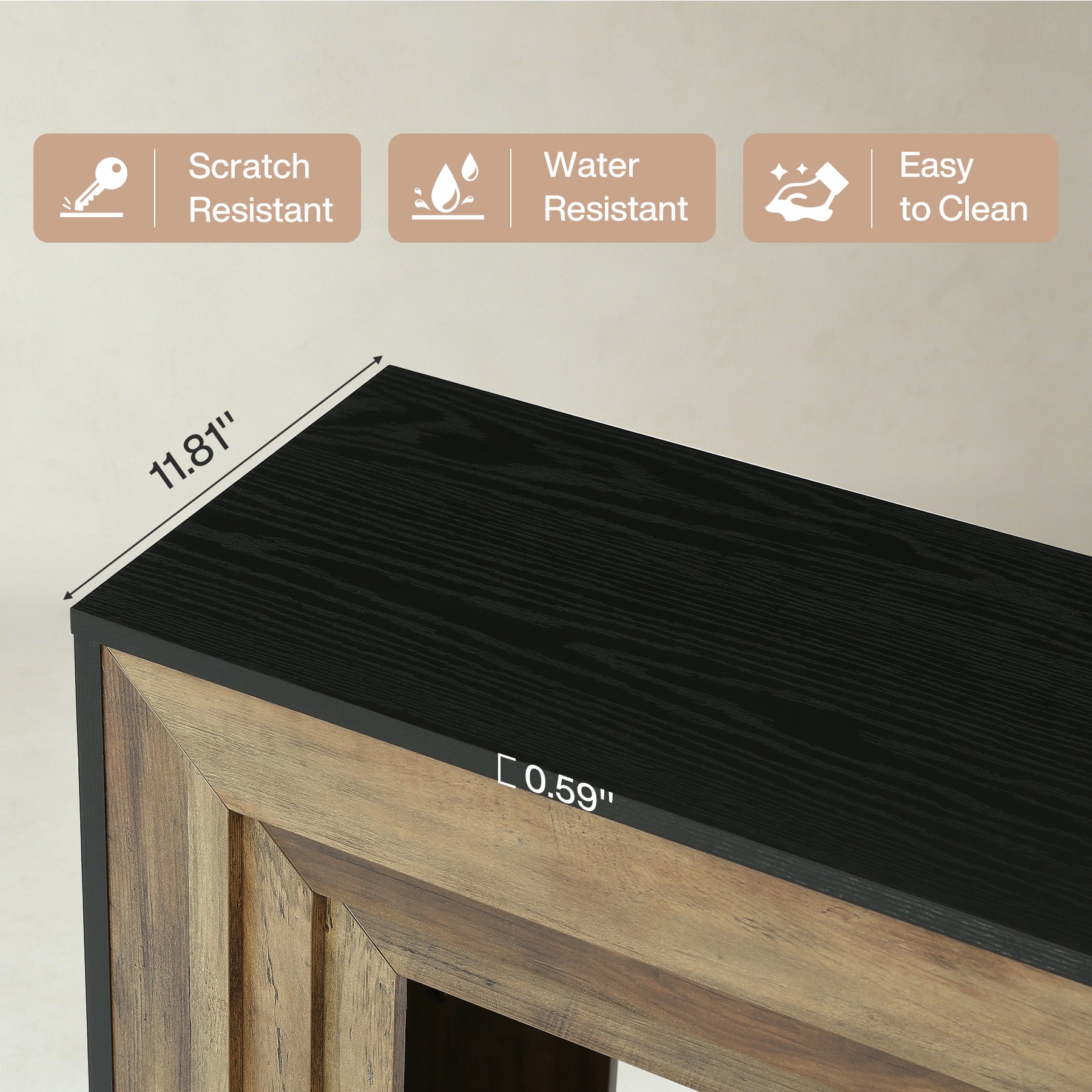 41.3-Inch Console Table with 2-Tier Storage, Farmhouse Hallway Table with Metal Brackets