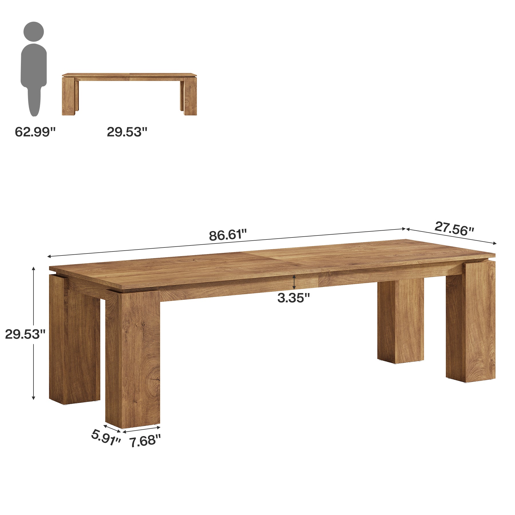 Tribesigns 86.61-Inch Two-Person Computer Desk, Extra Long Wood Workstation Table for Home Office Study Room