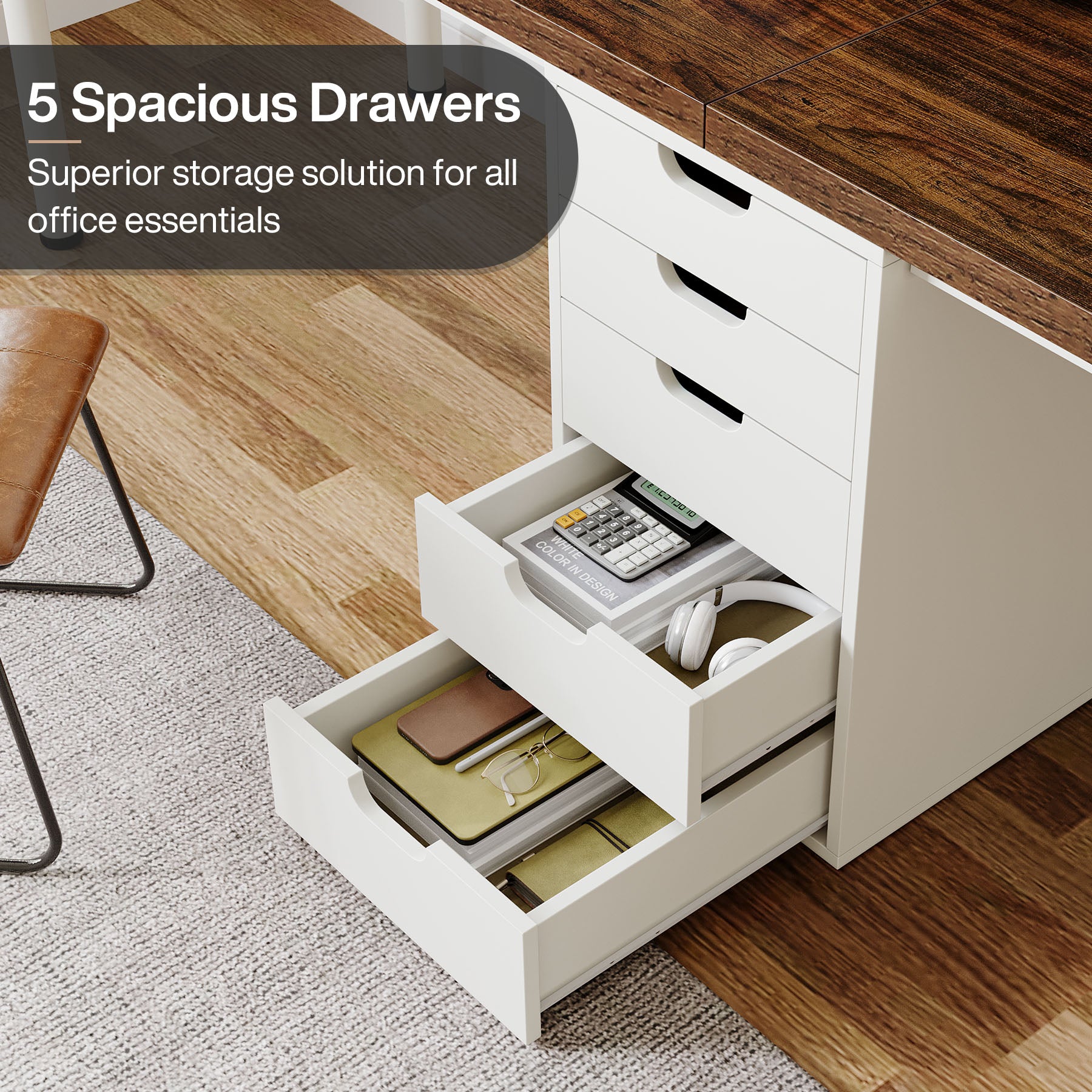 Tribesigns 78.7-Inch Two-Person Computer Desk with 5 Drawers, Double Office Workstation for Home Office