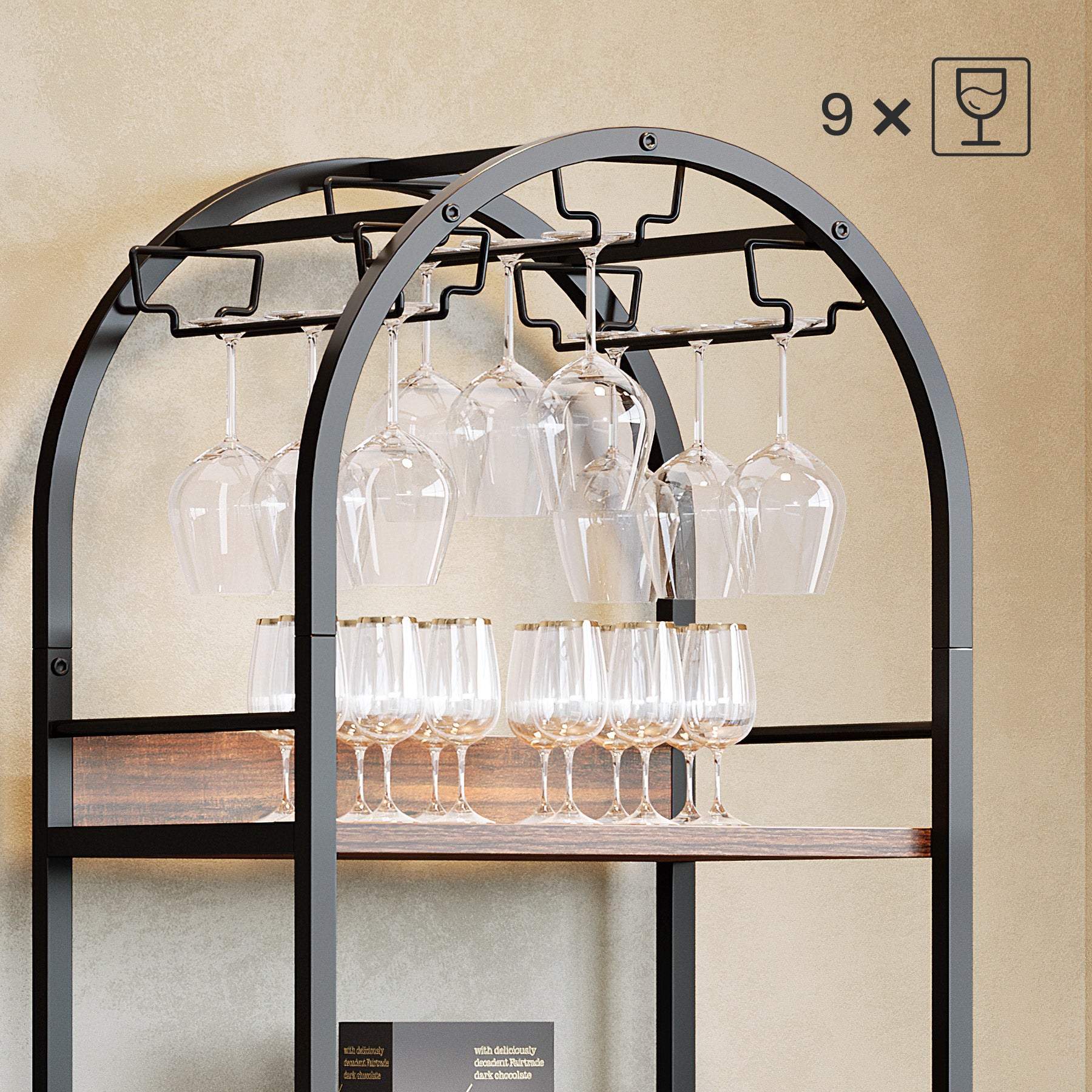 70.9" Tall Wine Rack with Glass Holder, Industrial Metal Wine Storage Stand with Tabletop