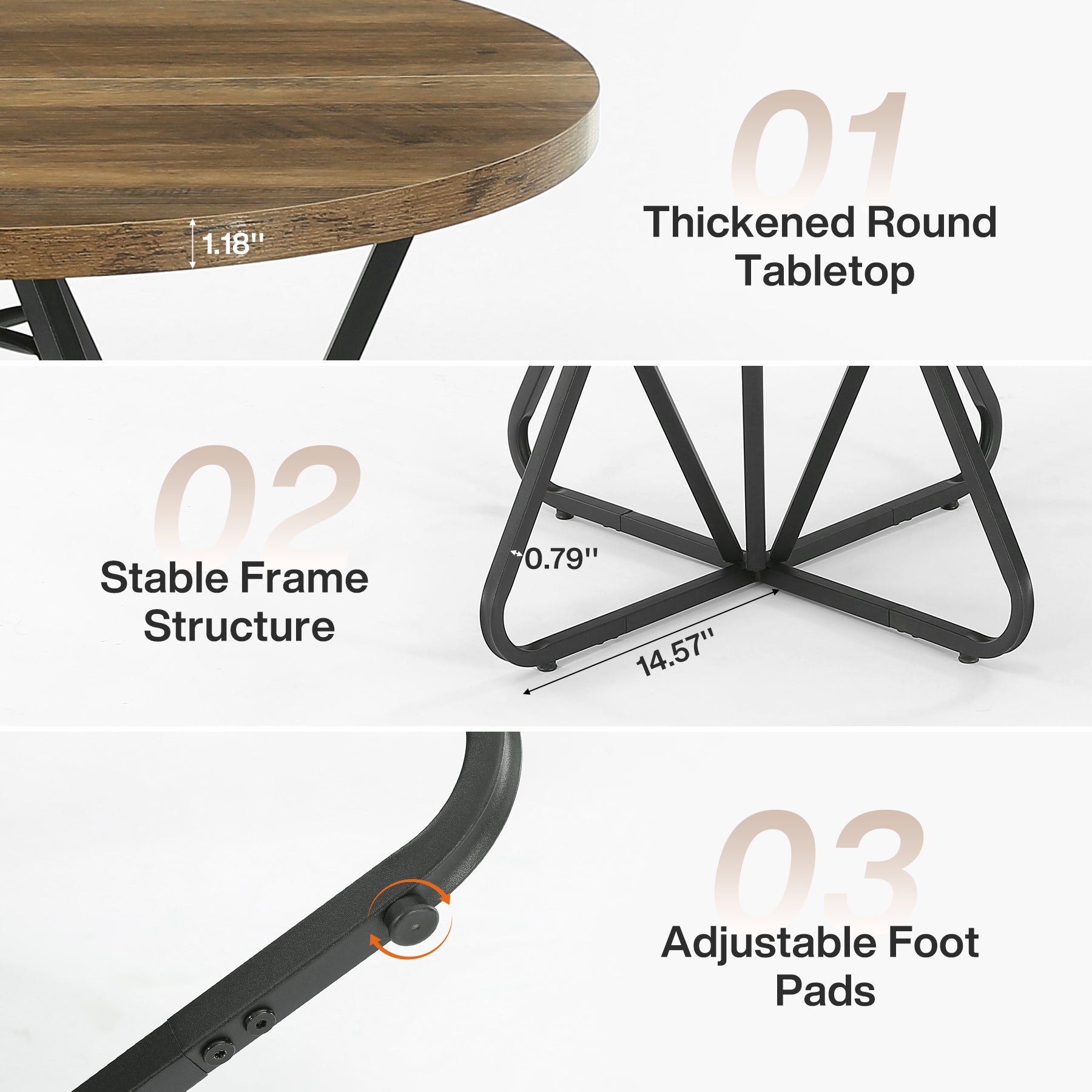 Tribesigns 31.5-Inch Round Dining Table with Geometric Metal Base, Small Kitchen Table for 2-3 People