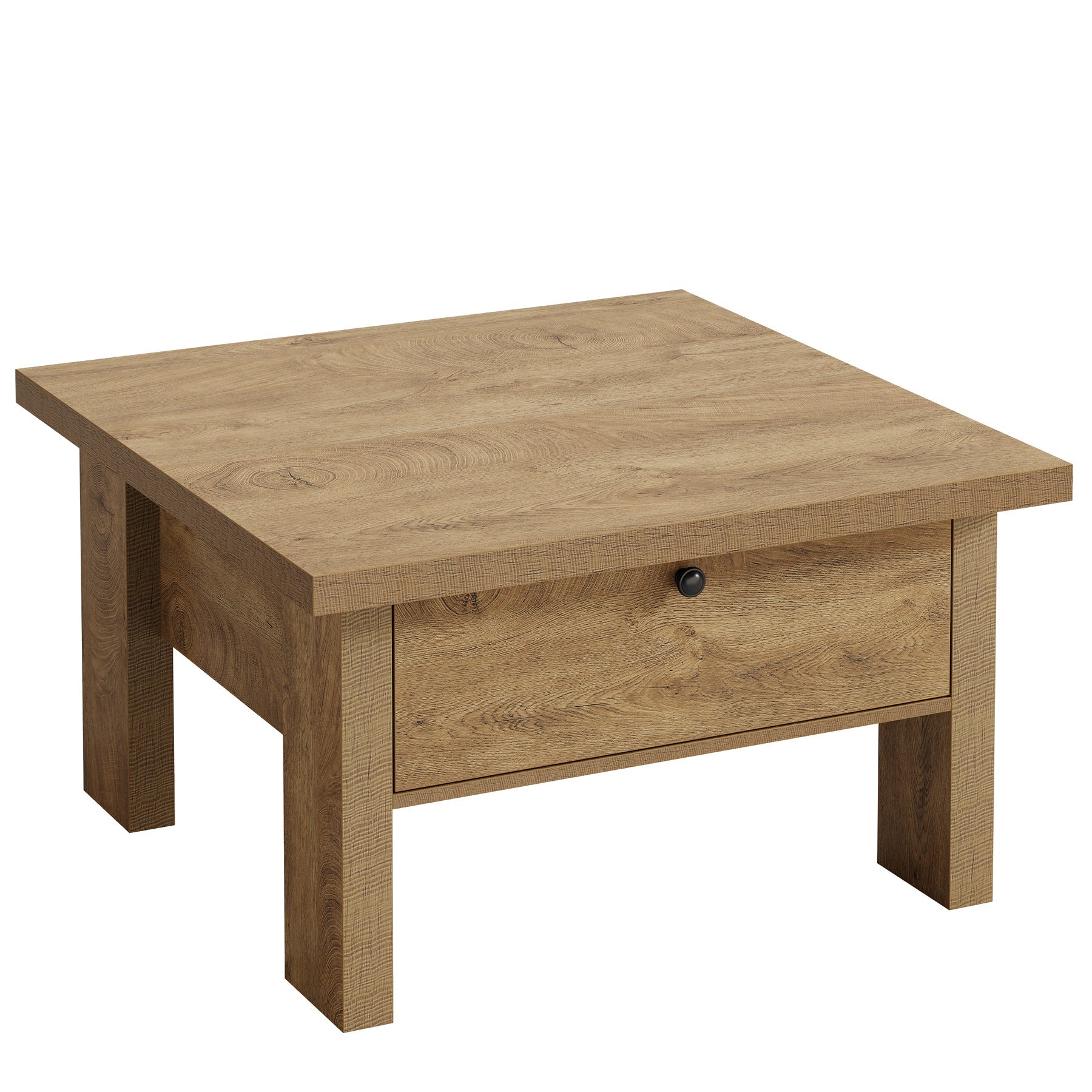 31.5" Square Coffee Table with Storage for Small Spaces, Modern Brown Living Room Center Table