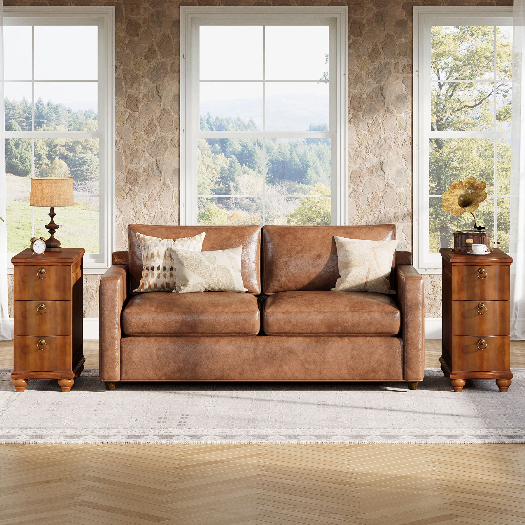 Tribesigns 11.02-Inch Wide Fully Assembled End Table with 3 Drawers, Narrow Walnut Brown Side Table for Bedside Living Room