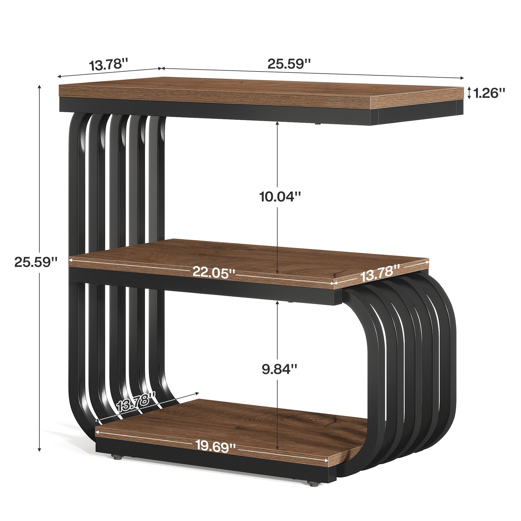 Tribesigns 3-Tier Narrow End Table, C-Shaped Side Table for Living Room