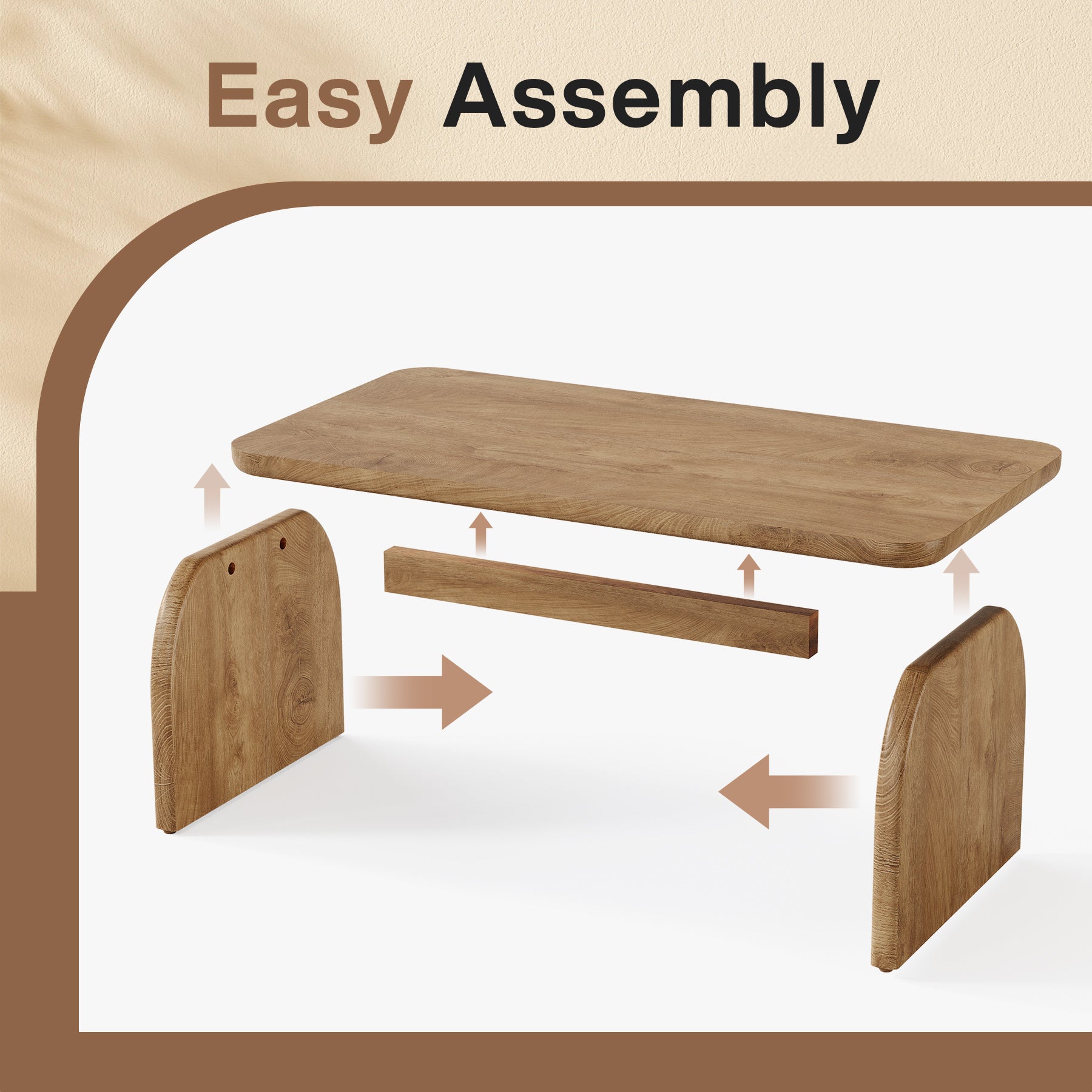 47 Inch Wood Rectangular Coffee Table, Living Room Table