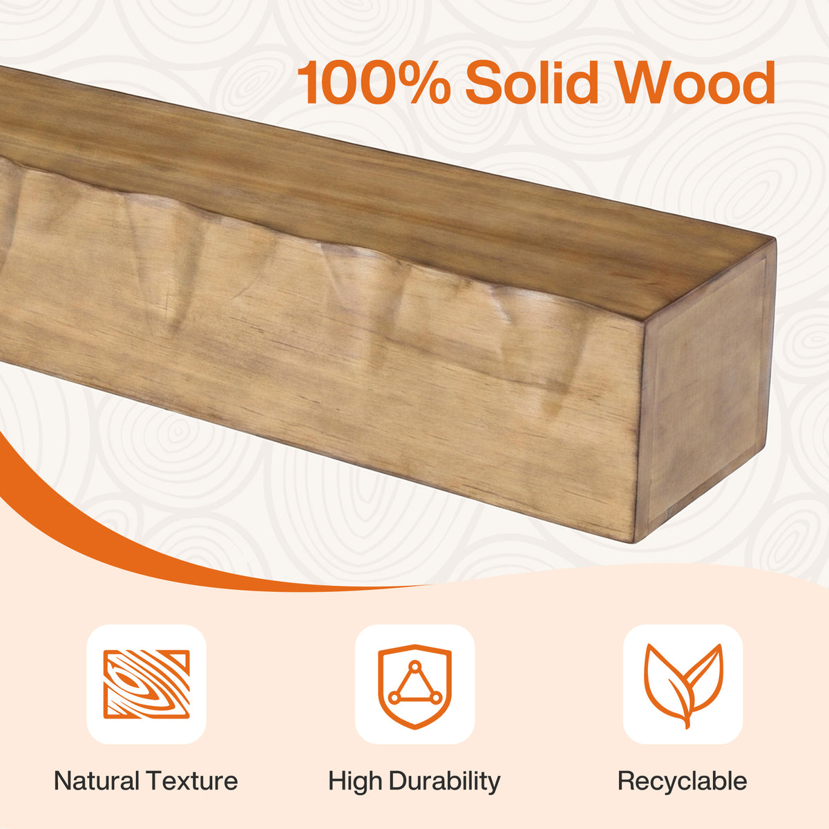 Tribesigns 63" Solid Wood Floating Mantel Shelf with 80 lb Capacity, Rustic Fireplace Wall Decor