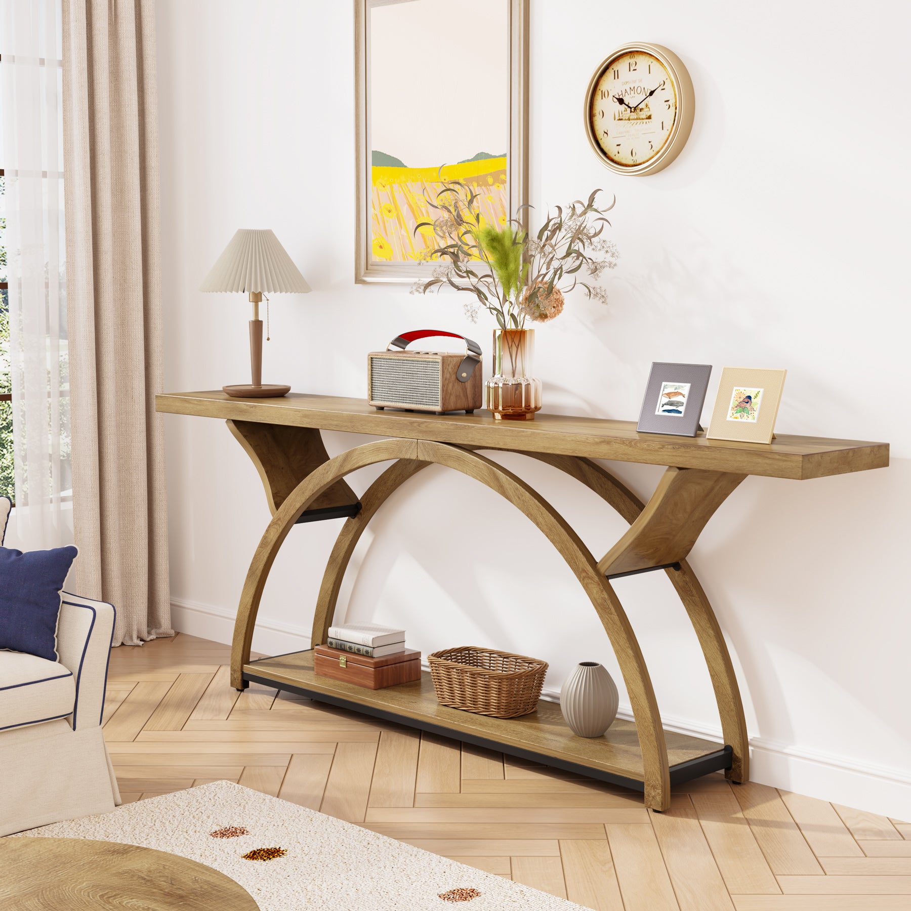 Tribesigns 70.87-Inch Rustic Console Table with Storage Shelf, Narrow Sofa Table for Entryway and Hallway