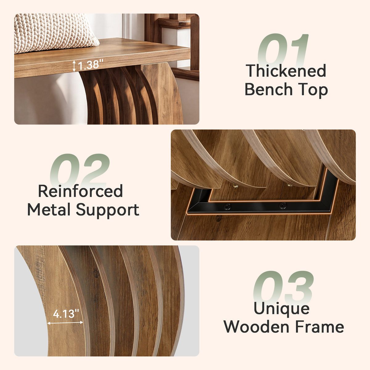 Tribesigns 63-Inch Farmhouse Entryway Bench, 2-Tier Shoe Storage Bench for Hallway