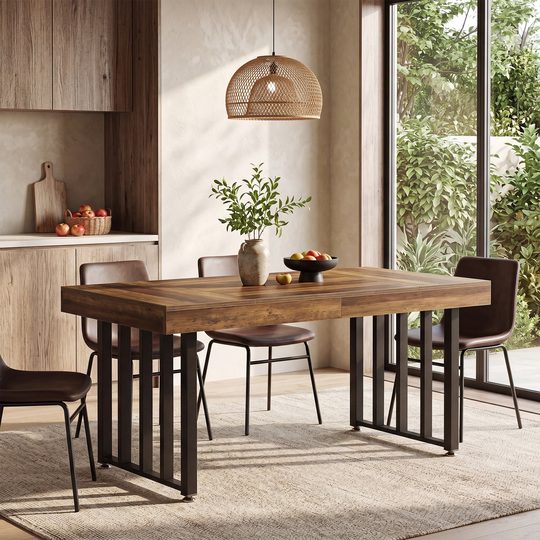 55-Inch Rectangular Dining Table for 4, Thick-Top Kitchen Table for Small Spaces