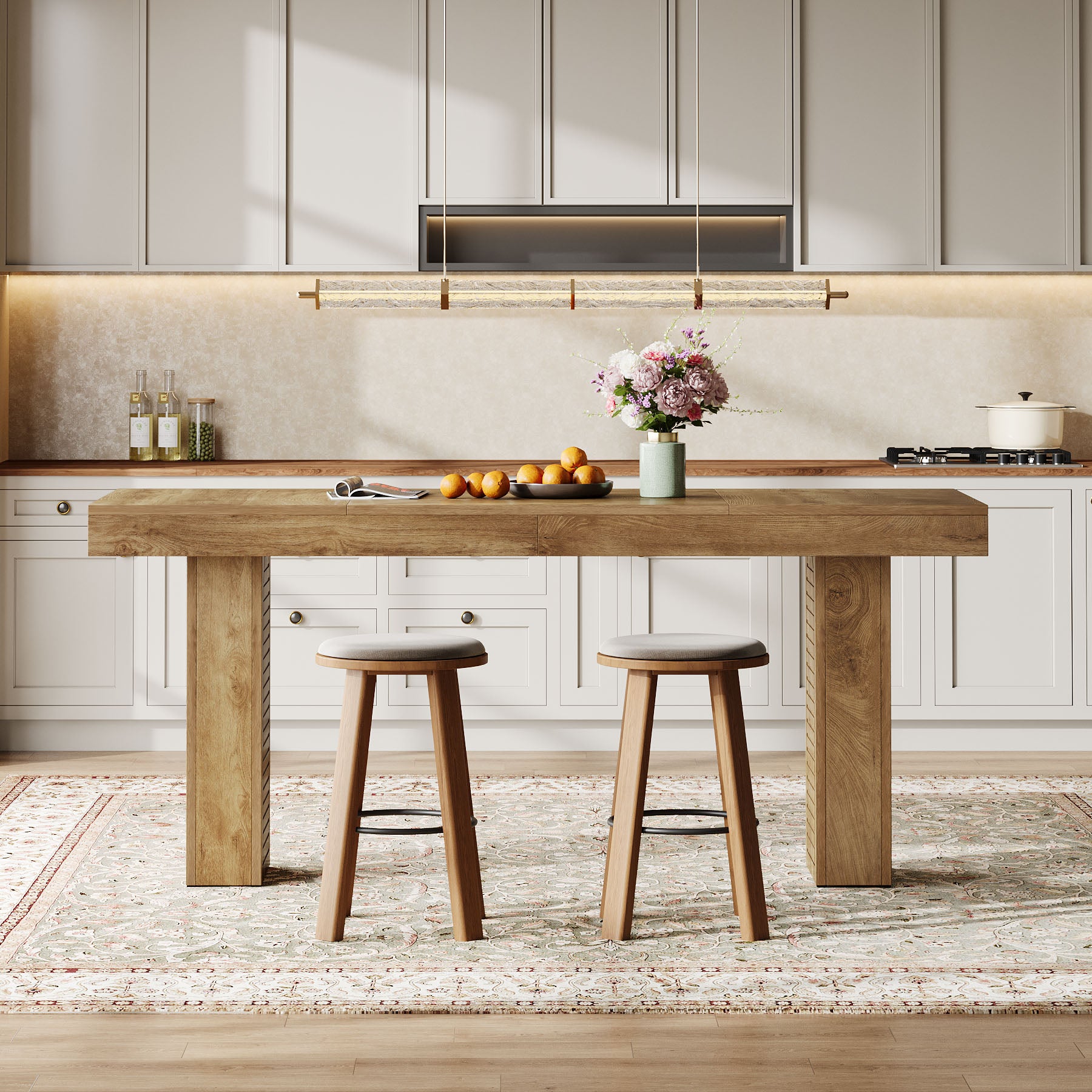 70.9 Inch Extra Long Bar Table for 4-6, Counter Height Pub Table for Kitchen and Home Bar