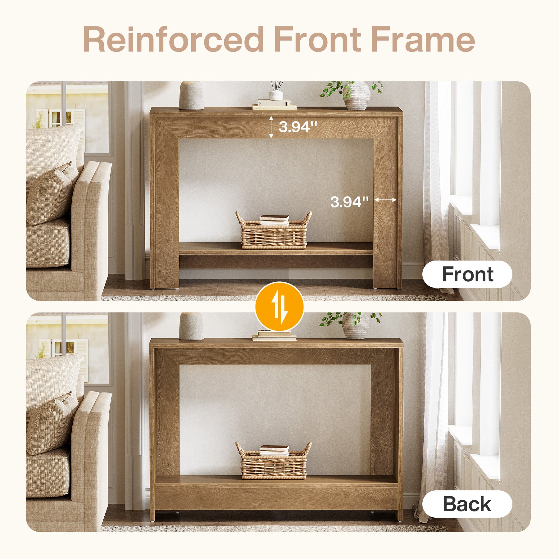 Tribesigns 41.3-Inch Farmhouse Console Table with 2-Tier Open Storage, Narrow Entryway Sofa Table for Living Room Hallway and Foyer